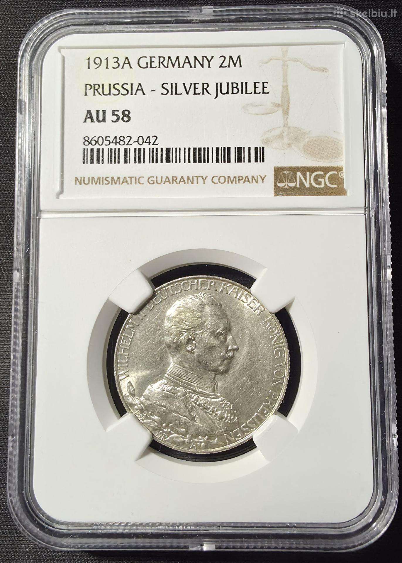 2 Markės 1913 A (Prūsija / Vokietija) – Ngc Au 58