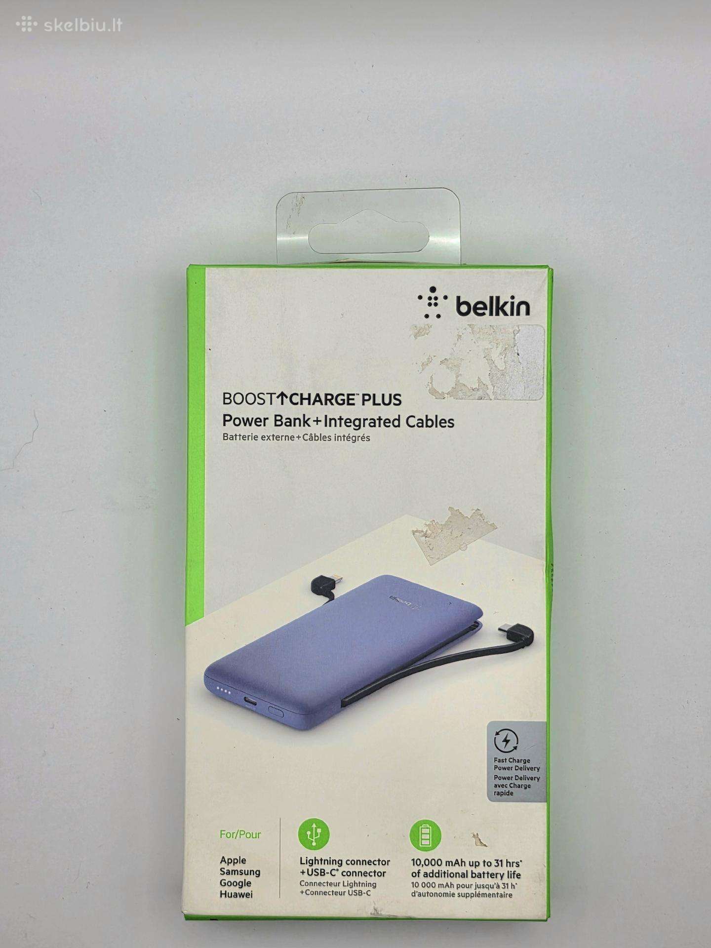 Belkin power bank su integruotais laidais