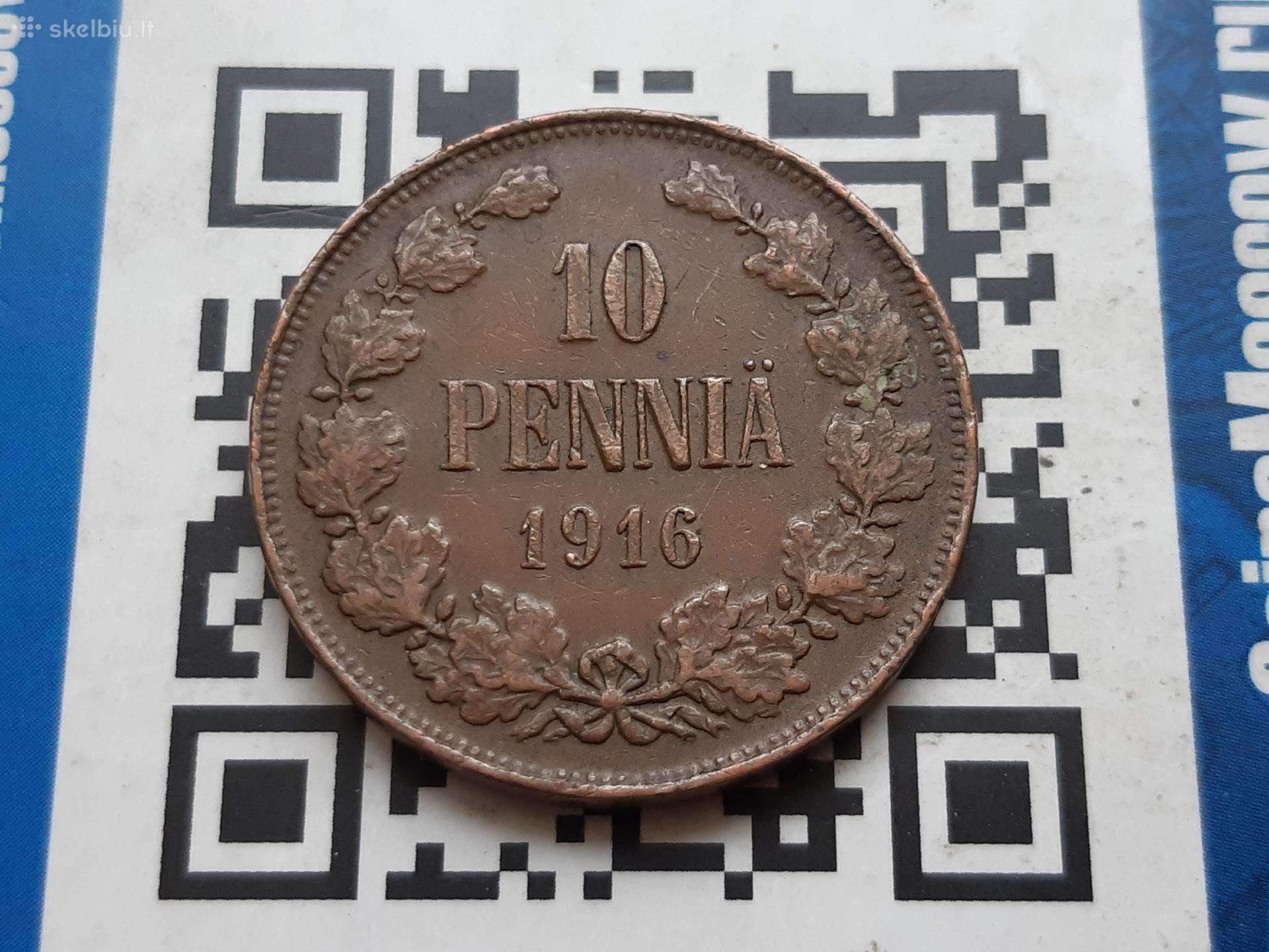 Suomija 10 pennia 1916