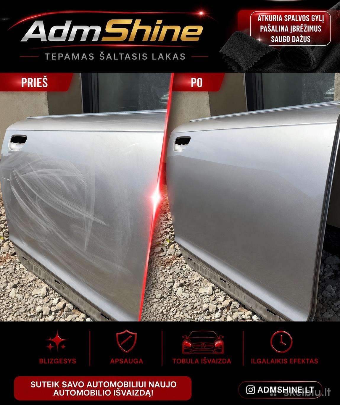 Tepamas savaime išsilyginantis lakas auto-moto