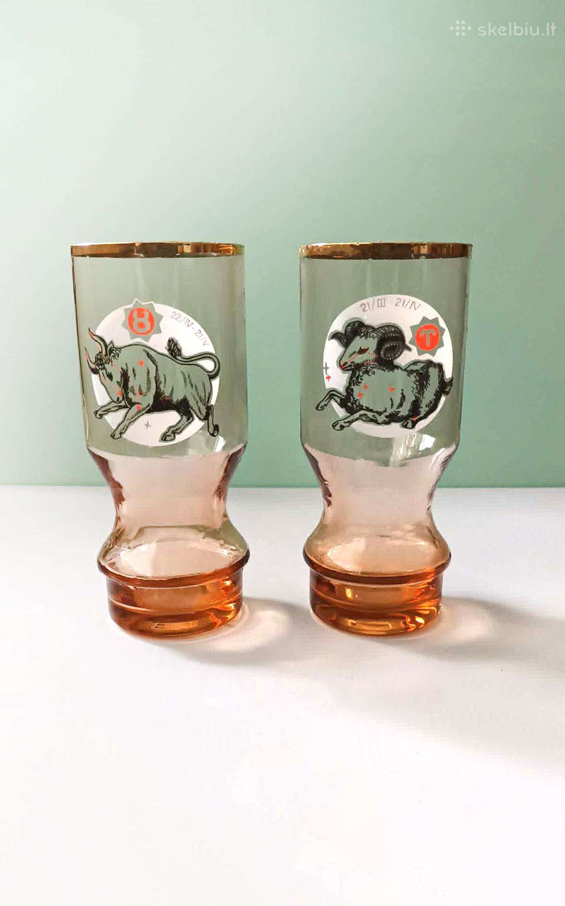 Vintažinės zodiako ženklų stiklinės, 400ml, 2vnt.