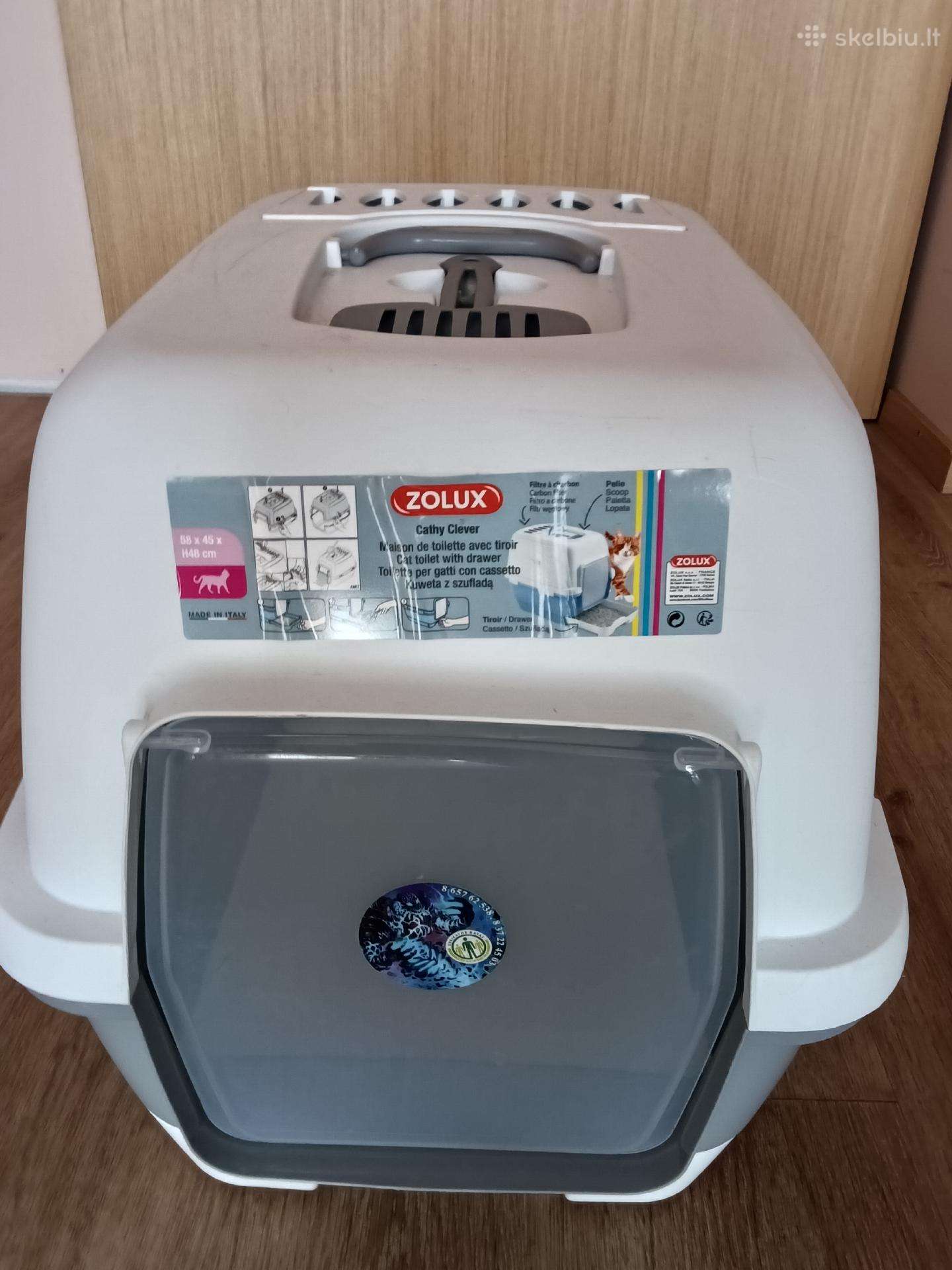 Uždaras kačių tualetas su ištraukiamu stalčiumi