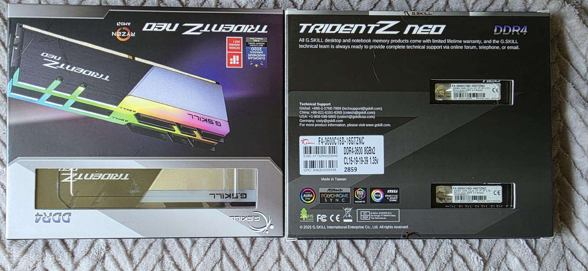 Nauji G.skill Trident Z Neo 32gb (4x8gb) Ddr4-3600