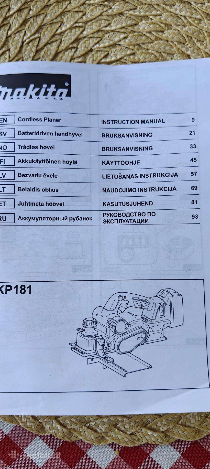 Makita Kp181z 18v Lxt Akumuliatorinis oblius.