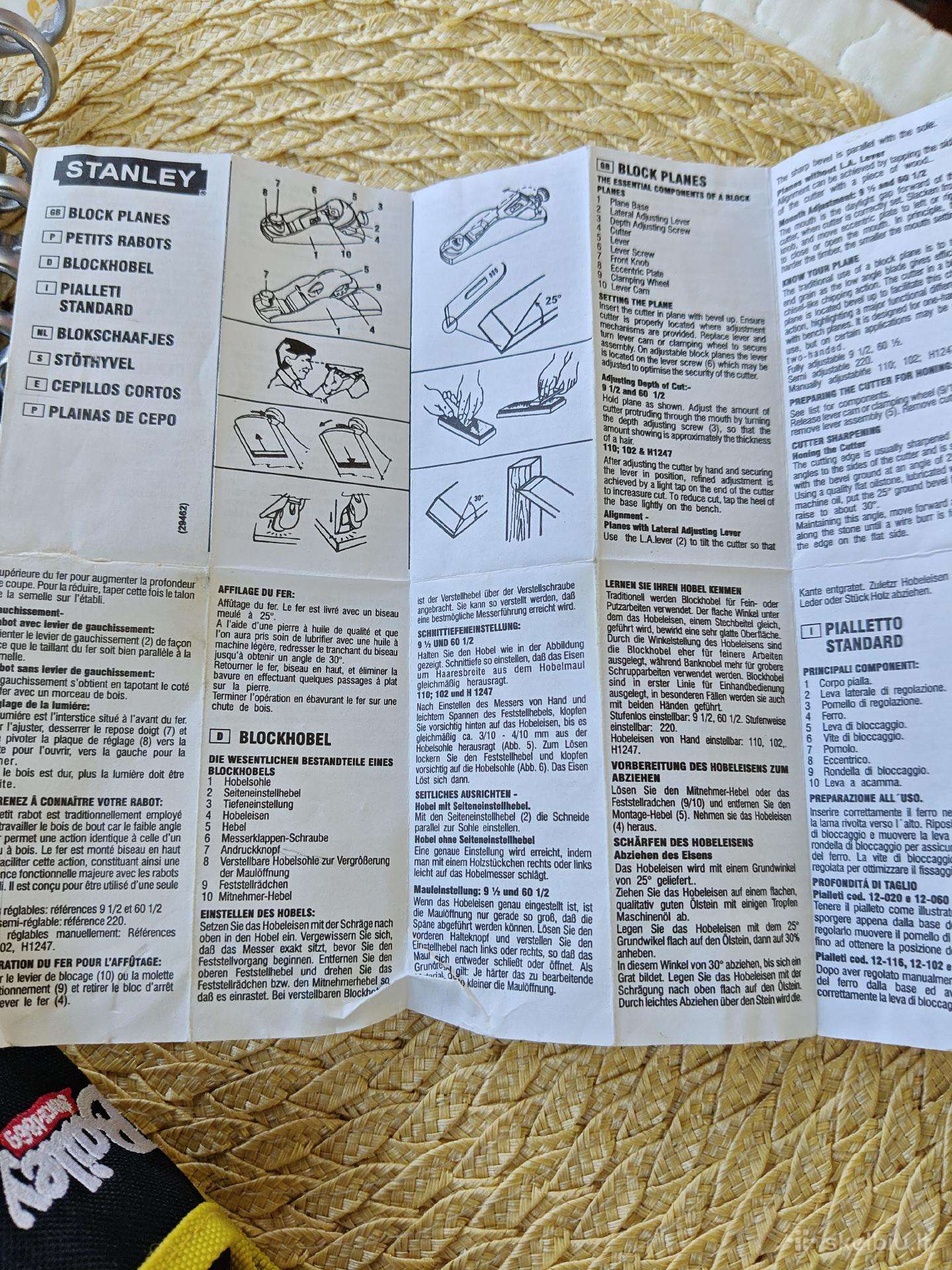 Stanley Block Plane rankinis oblius su dėklu
