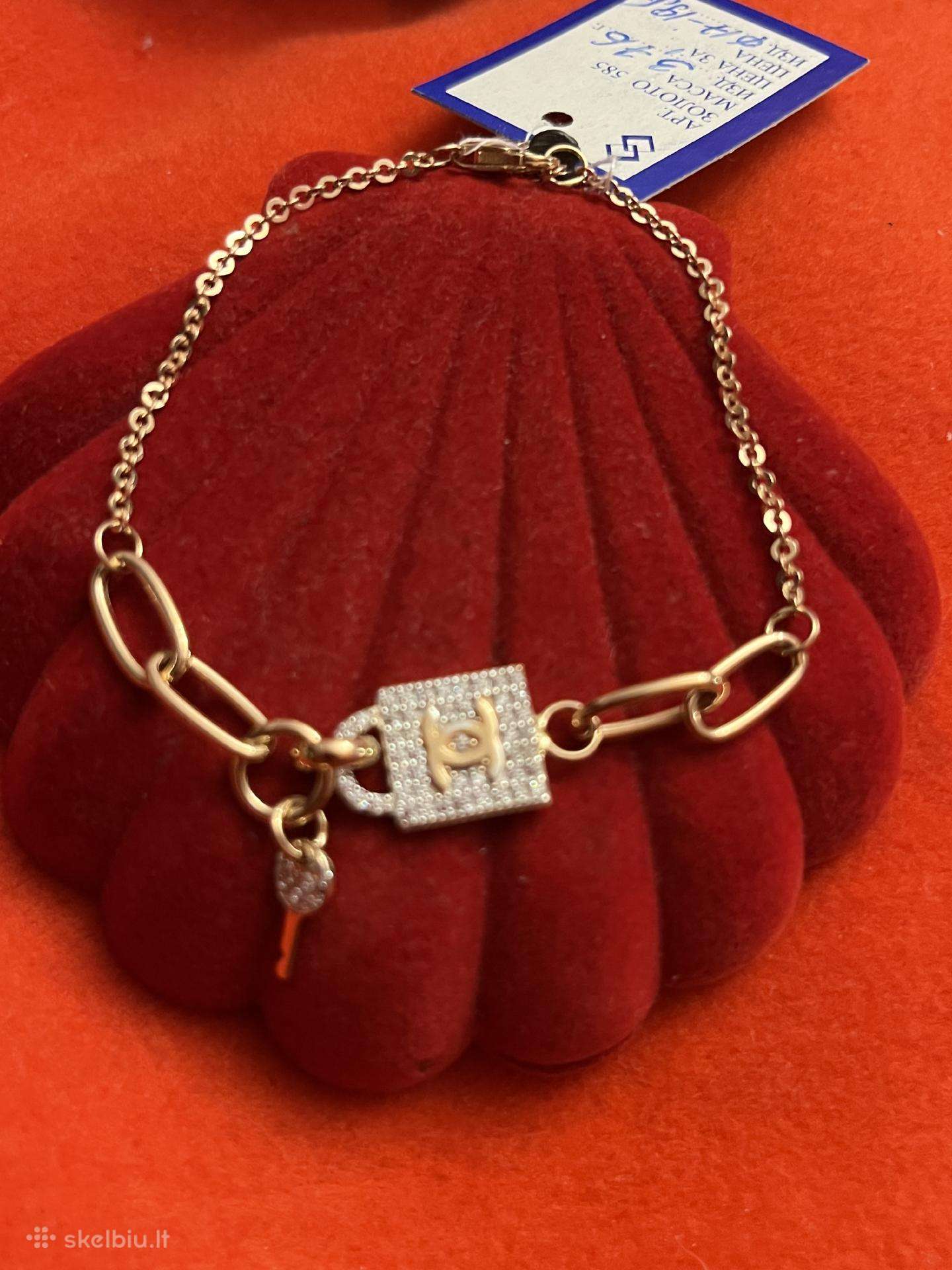 Prabangi išskirtinė auksinė Chanel apyrankė-koljė