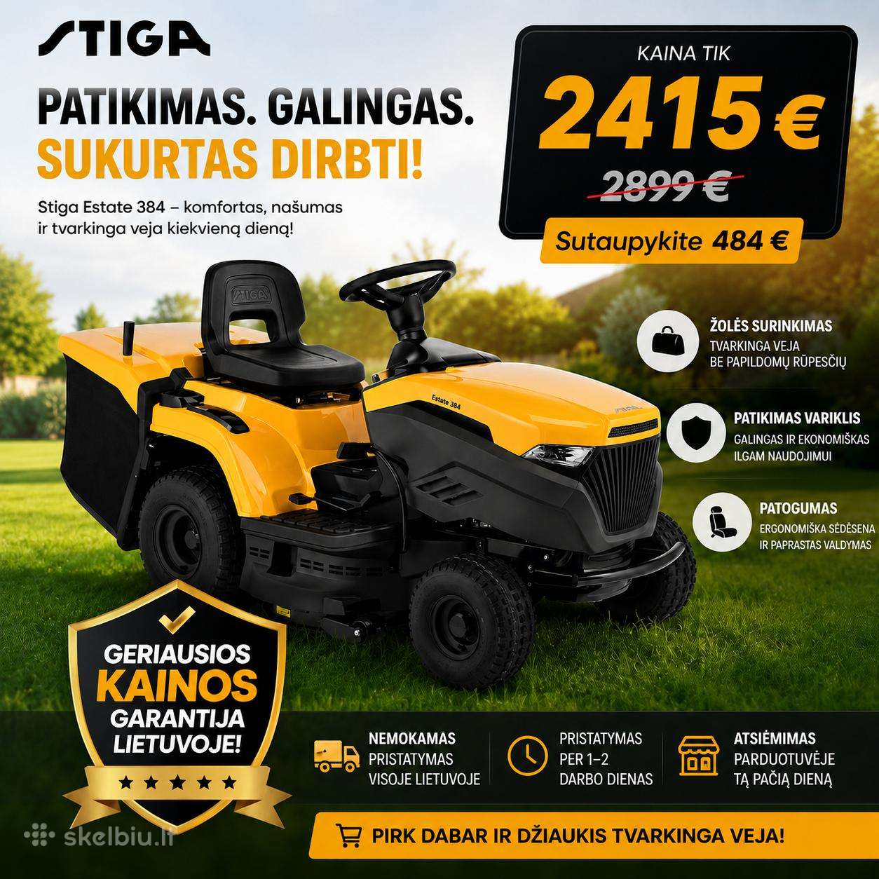 Stiga Estate 384 sodo traktoriukas 2415 €