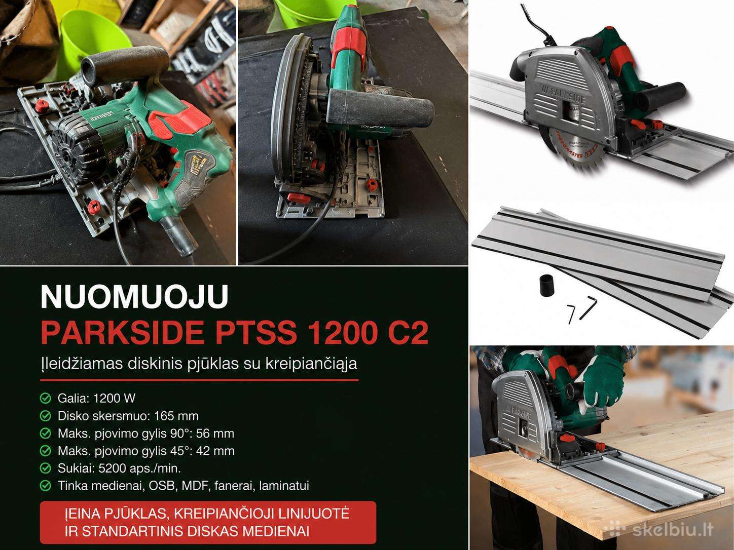 Parkside Ptss 1200 C2 įleidžiamas diskinis pjūklas