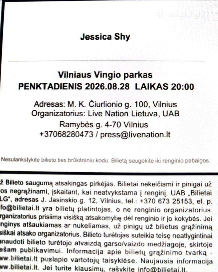 Jessica Shy bilietai į koncertą