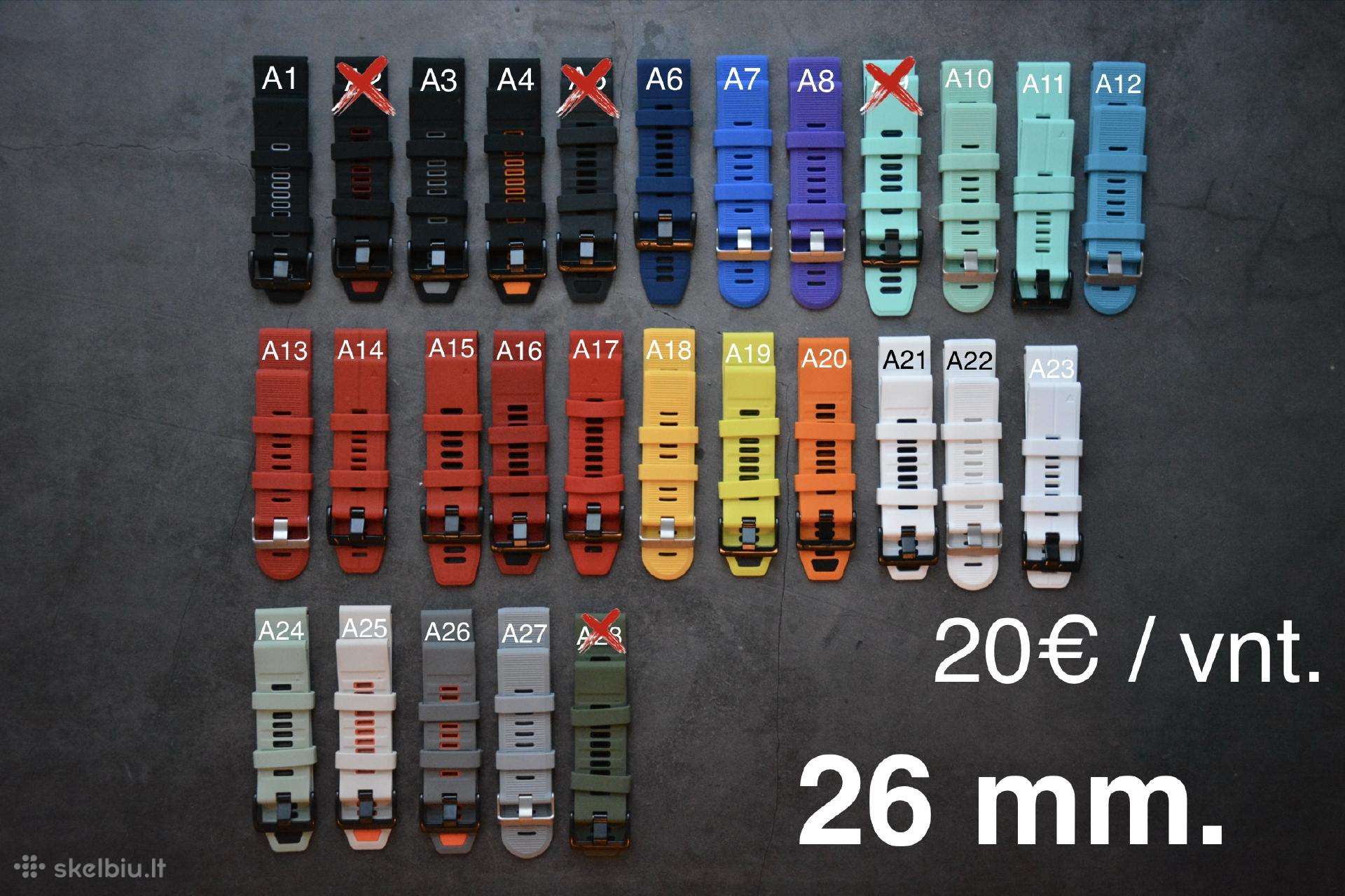 Apyrankės Garmin 20, 22, 26mm. (9.26)