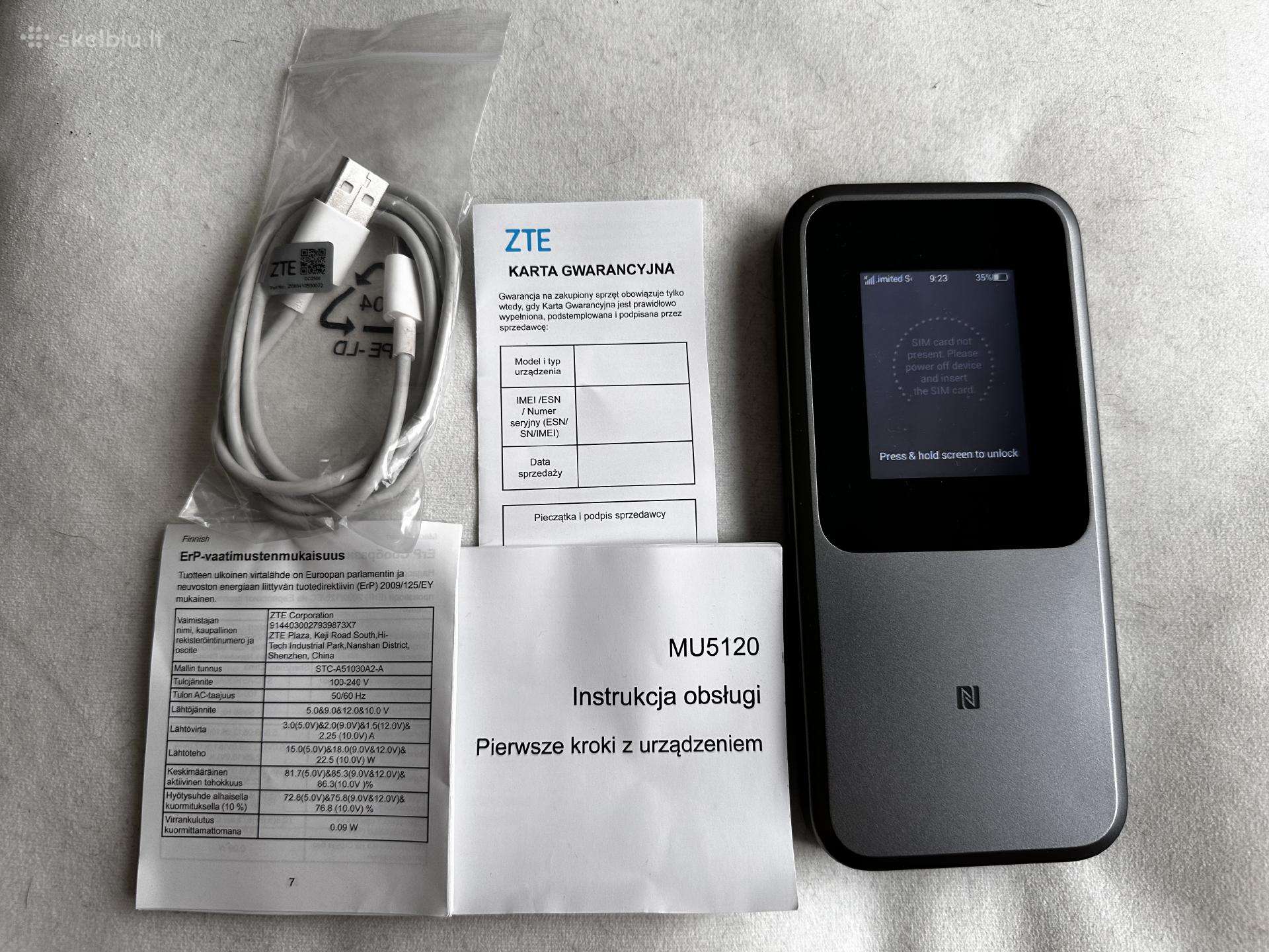 Zte Mu5120 5G Wi-fi Maršrutizatorius -10000mah
