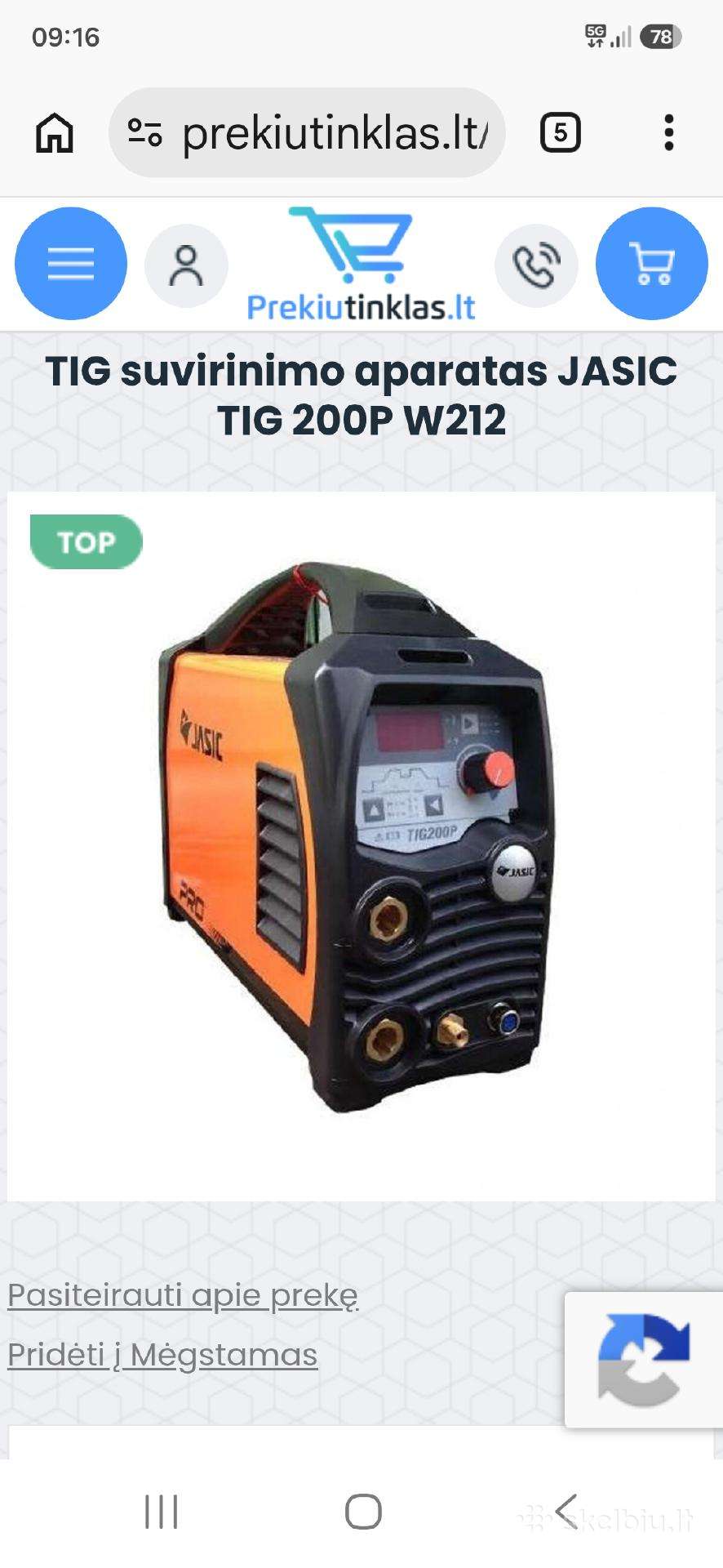 Suvirinimo aparatas Tig