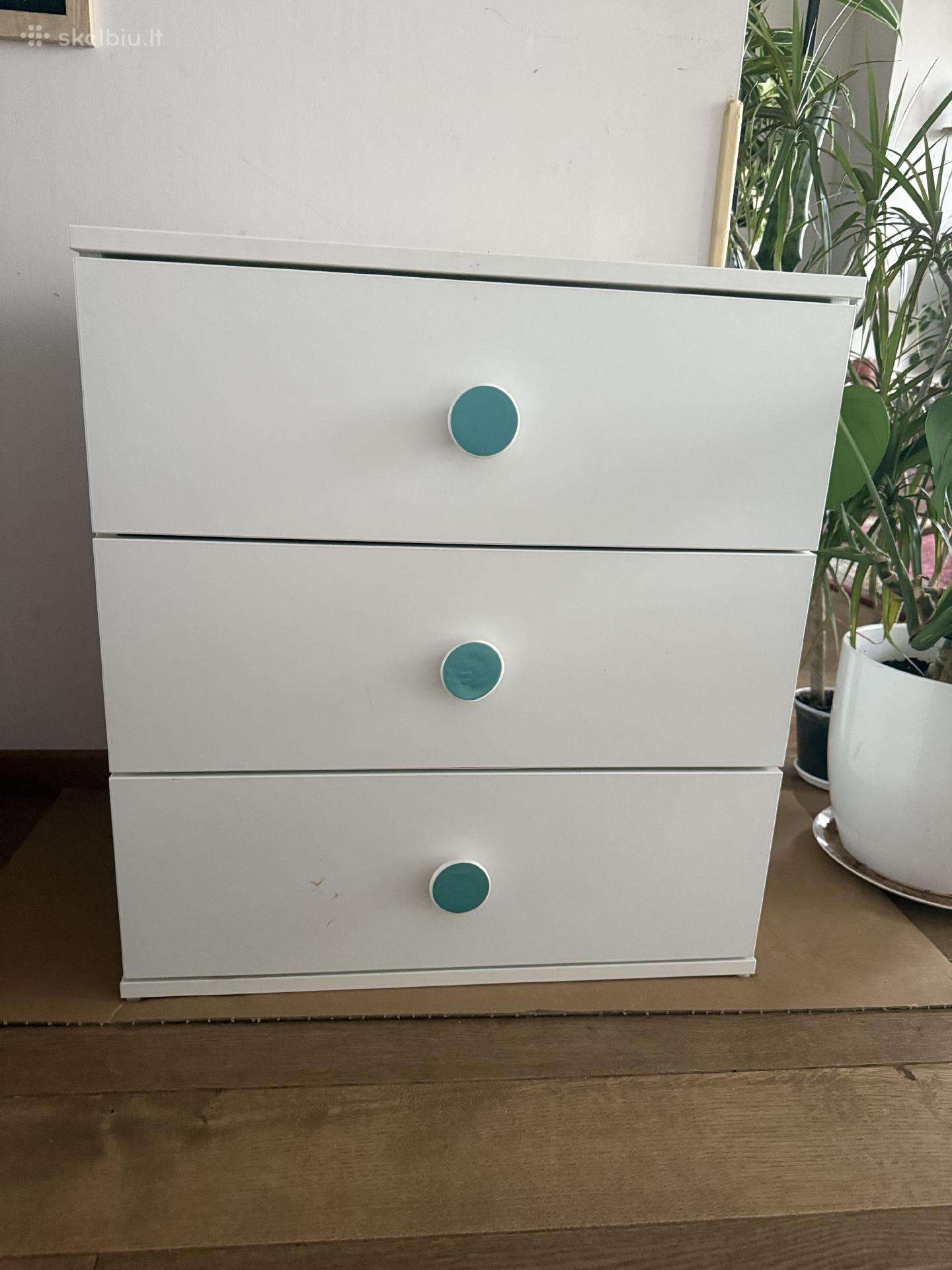 Godishus Ikea Komoda su 3 stalčiais, balta