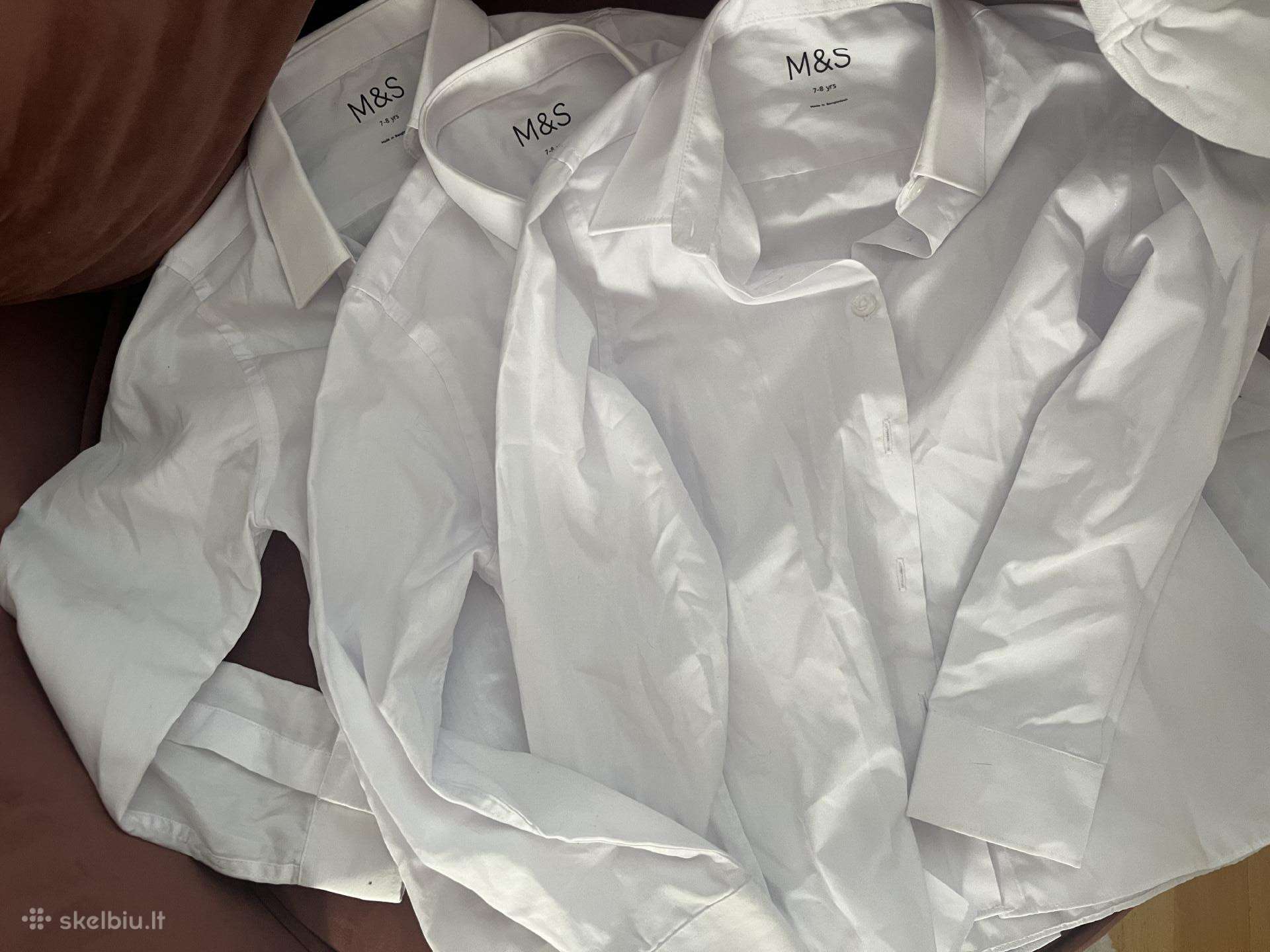 Balti marškinėliai mergaitei M&s 3 vnt