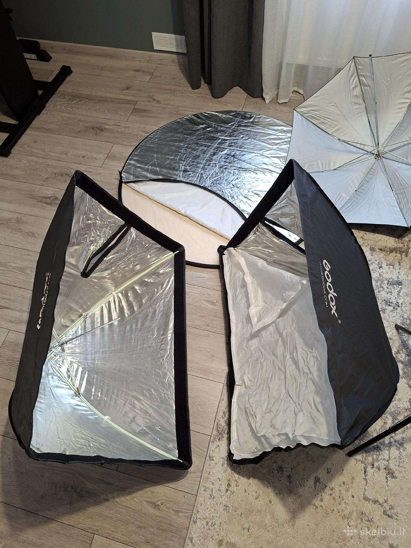 Softbox,skeciai,stoveliai,reflektorius.