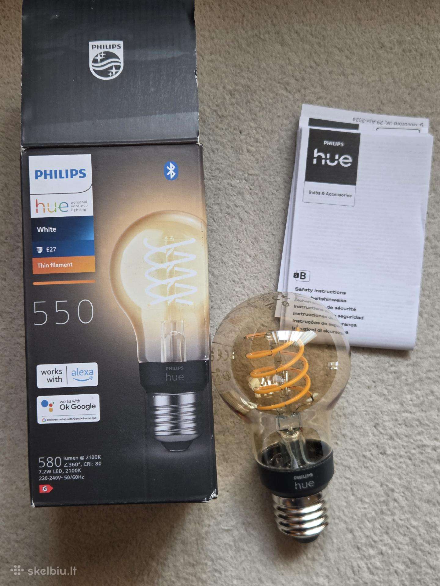 Philips Hue White Filament E27 išmani LED lemputė