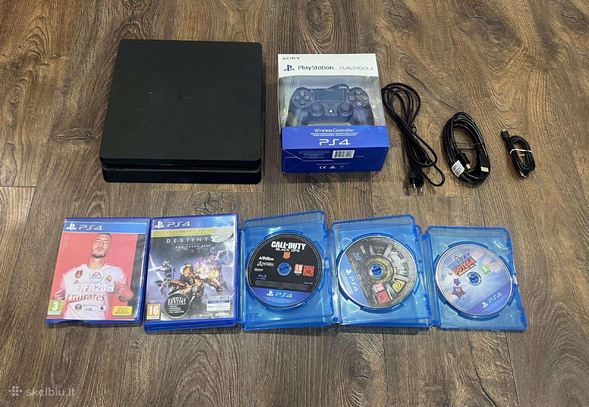Playstation 4 Slim, Black,500gb/pultas/5 žaidimai