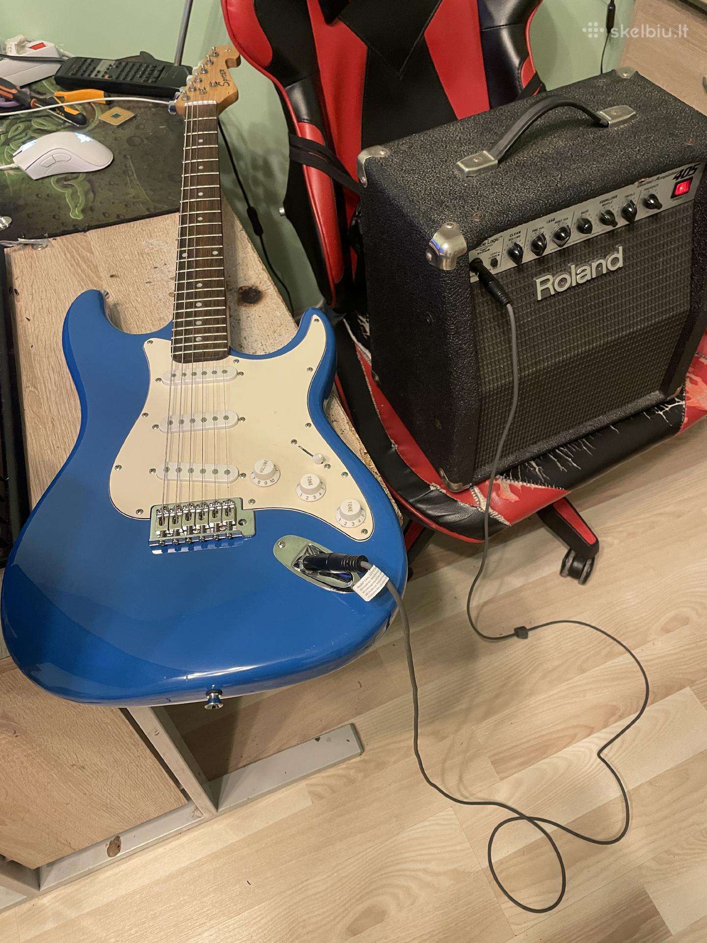 Elektrine gitara, stiprintuvas ir kabelis