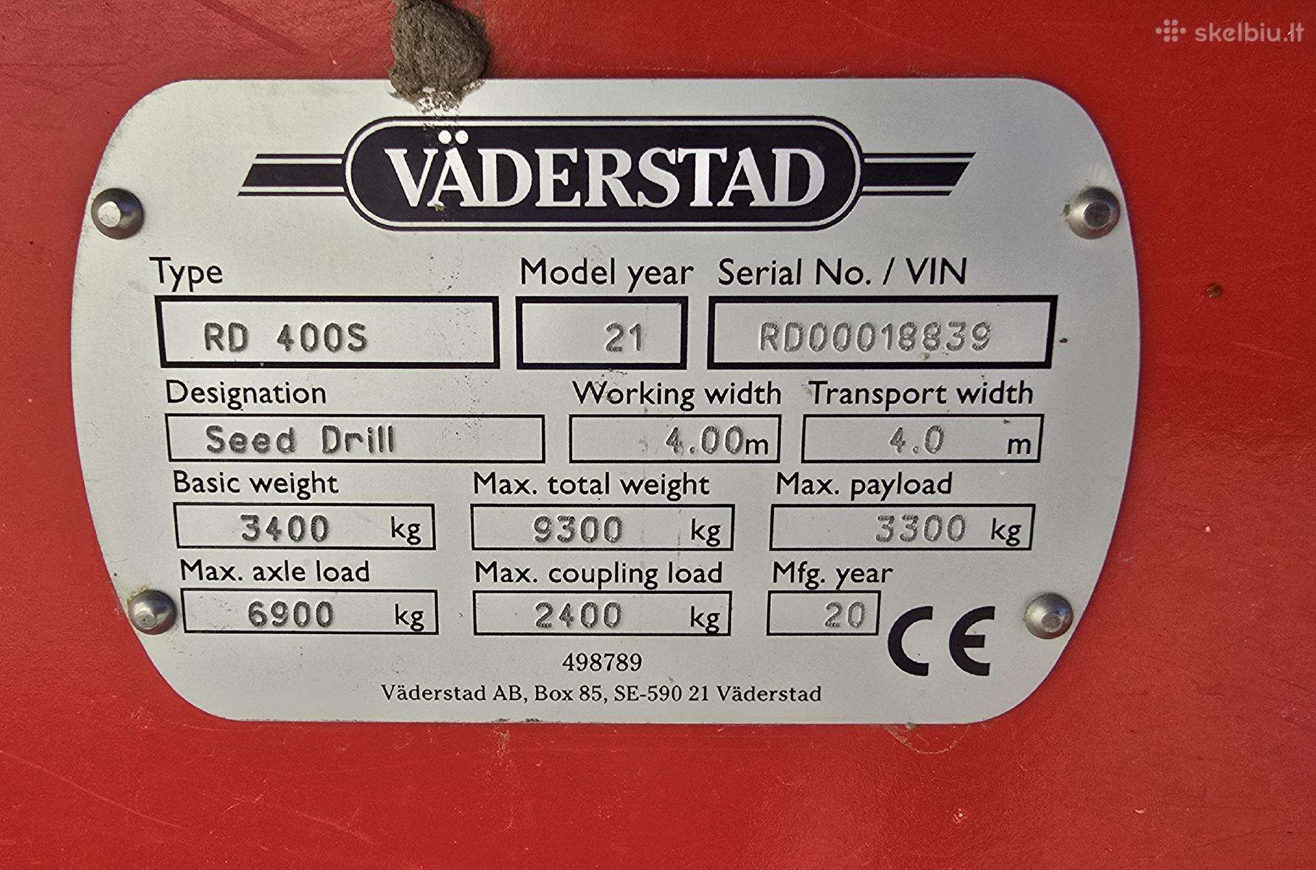Vaderstad, sėjamosios, sodinamosios