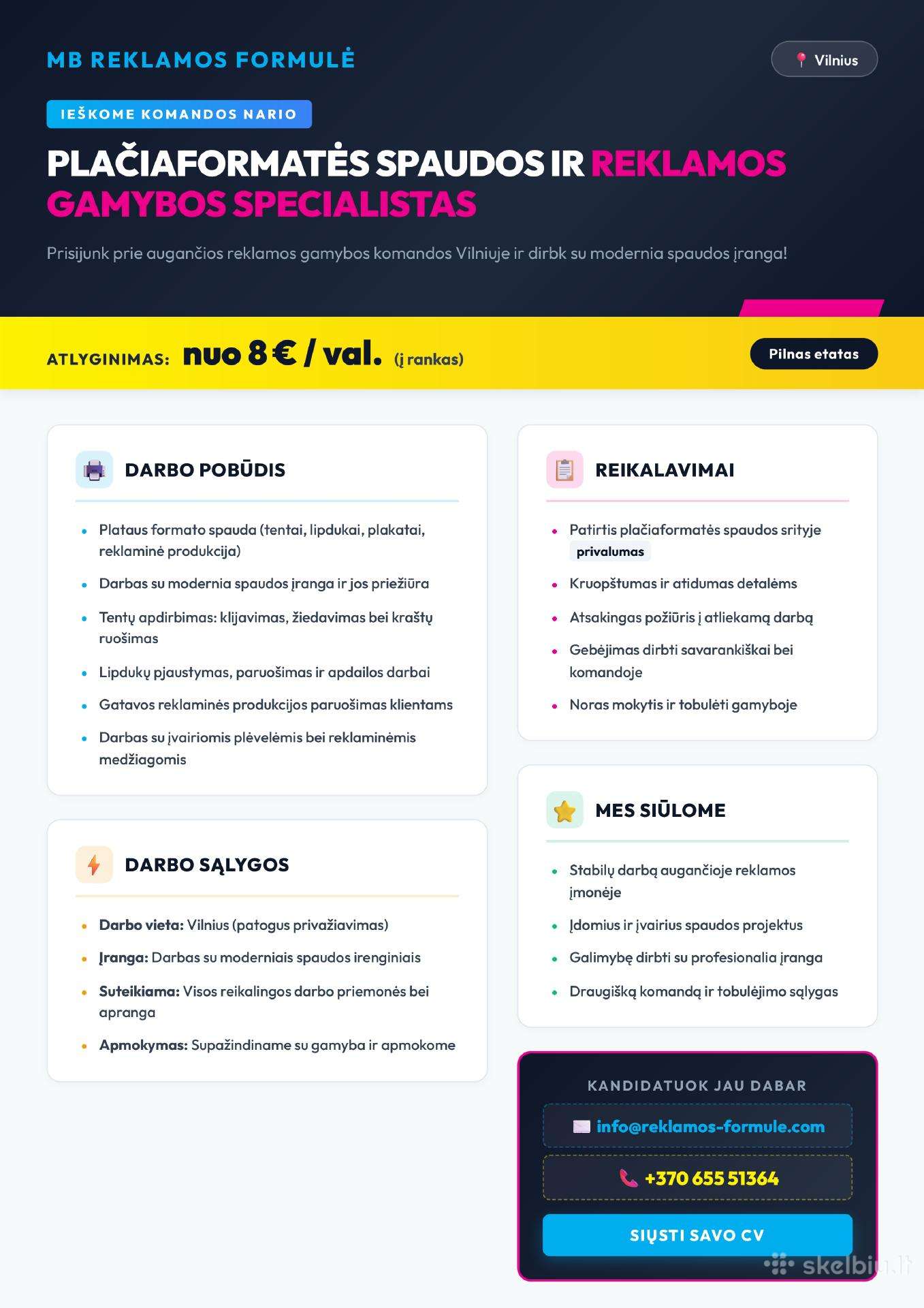Ieškome naujų komandos narių - reklamos gamyboje