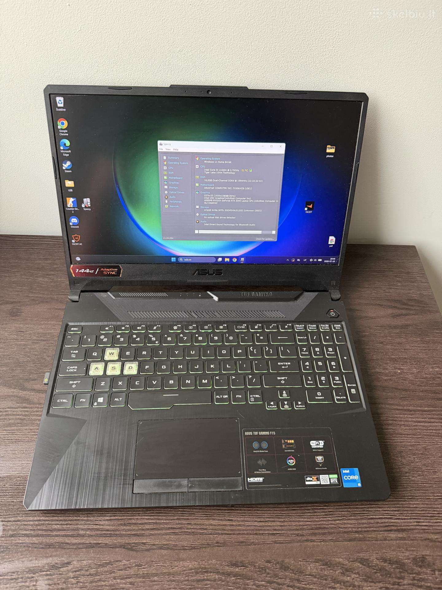 Asus Tuf Gaming F15 i5, Rtx 3050, 16gb RAM, 144h