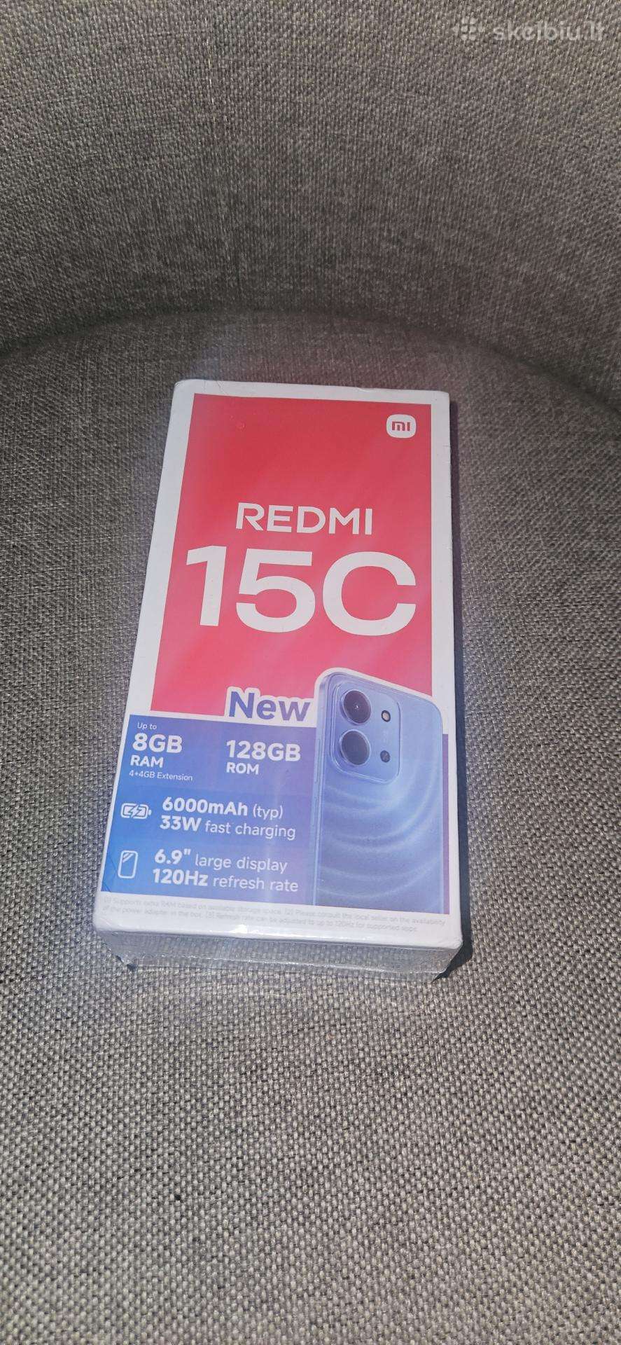 Naujas neispakuotas redmi 15c, juodas 128/8gb
