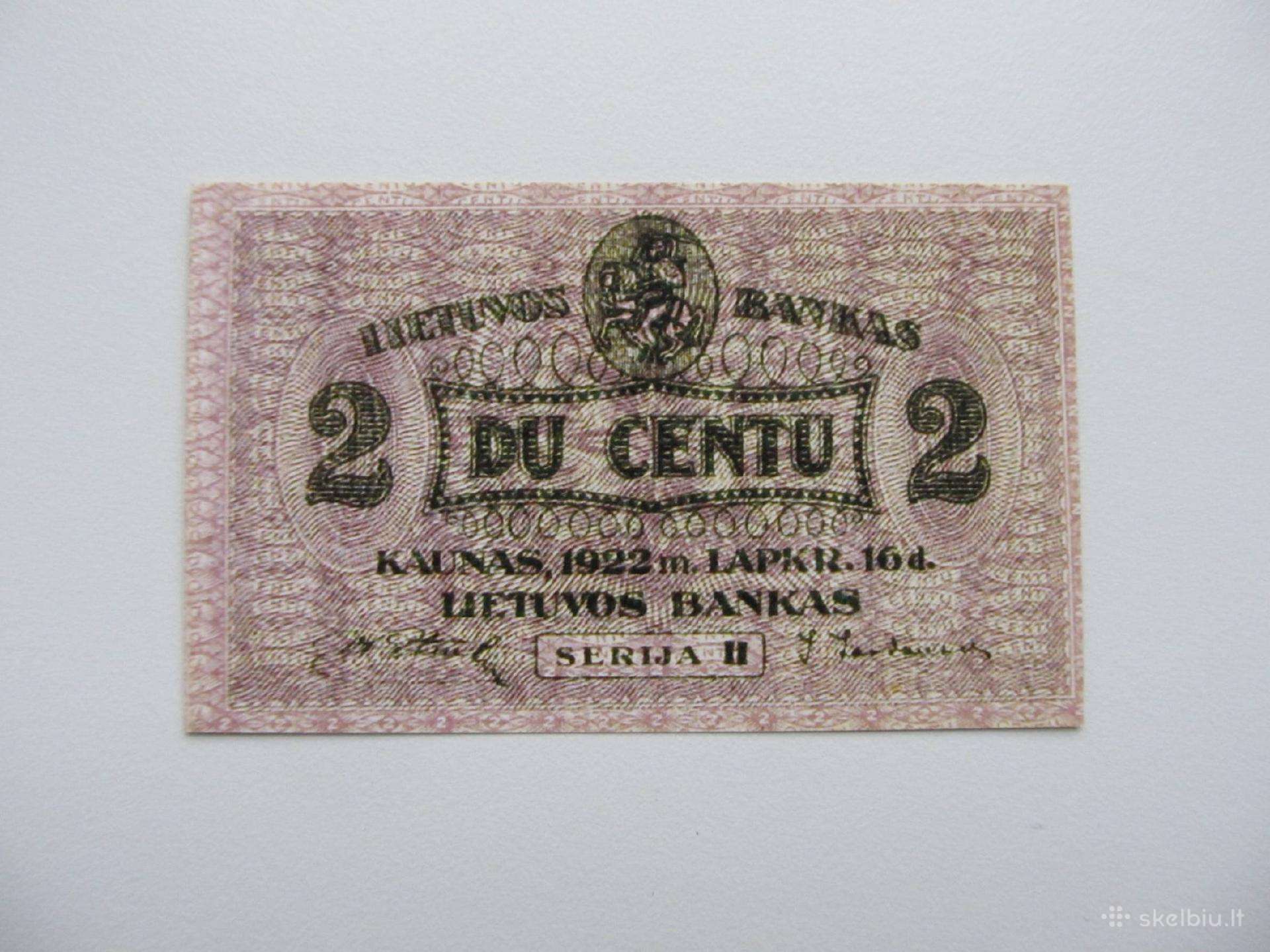 2 centu , Lietuva , 1922 lapkritis .