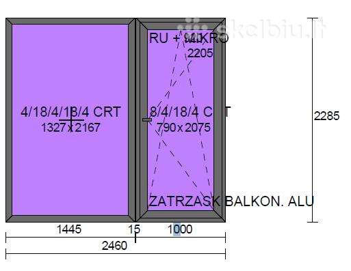 Nauja Veka Softline 82 vitrina su balkoninėm durim
