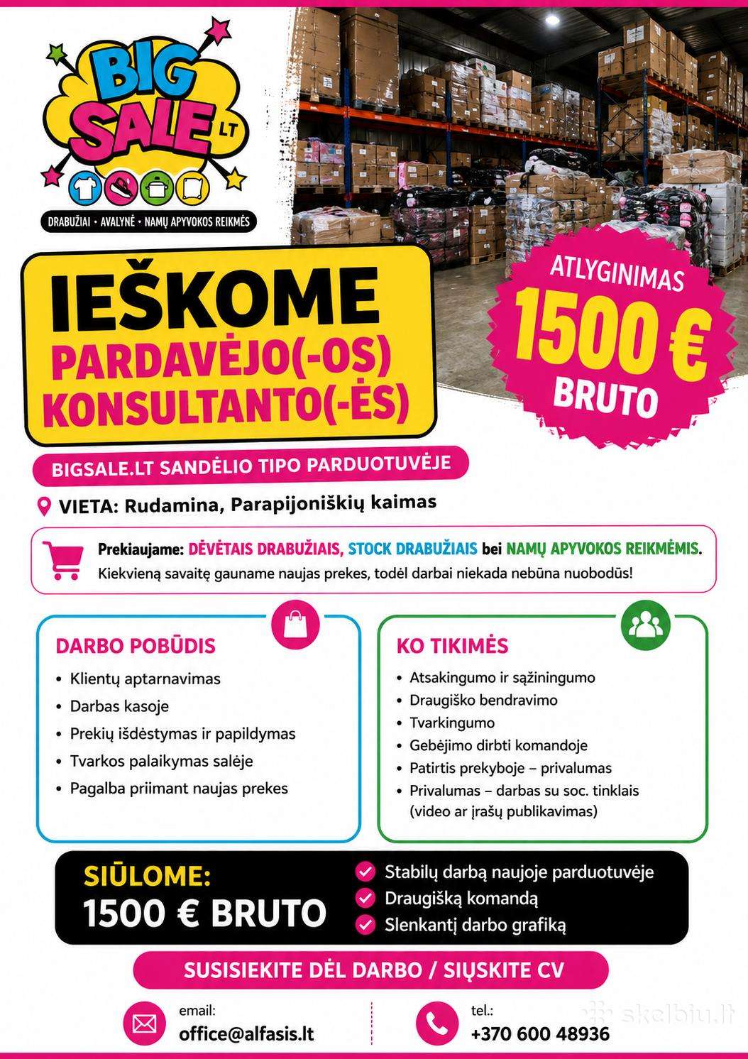 Eškome Pardavėjo(-OS) Konsultanto(-ės)