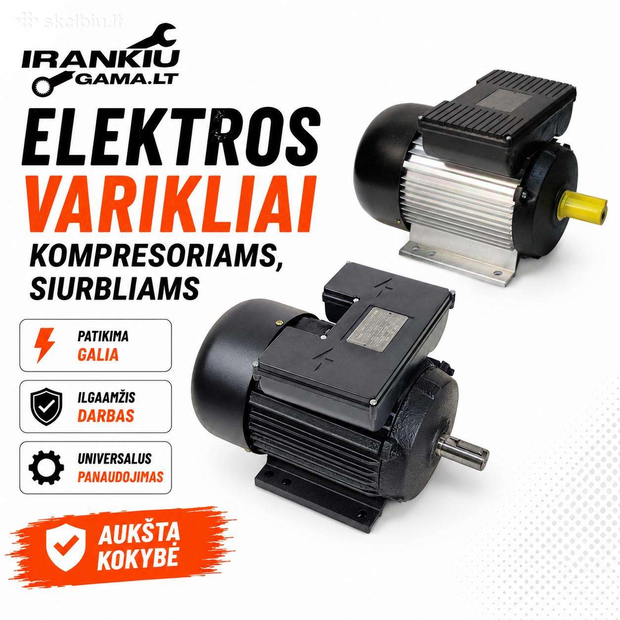 Elektros varikliai kompresoriams, siurbliams