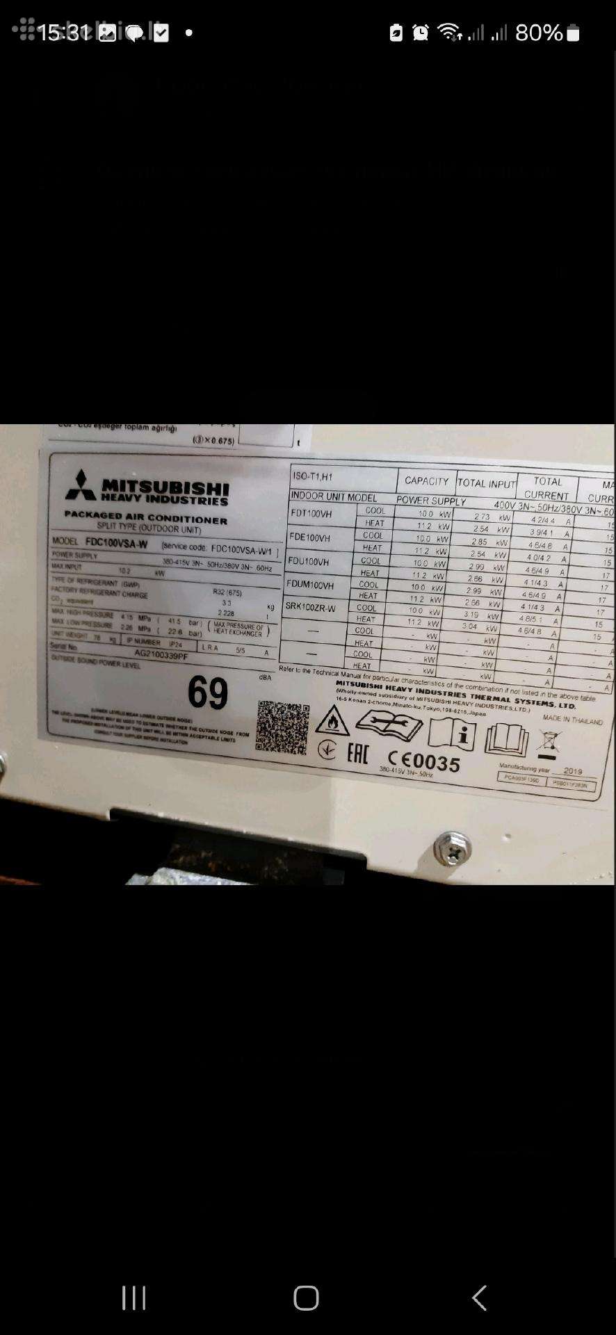 Oro kondicionerius Mitsubishi Fdc100vsa-w
