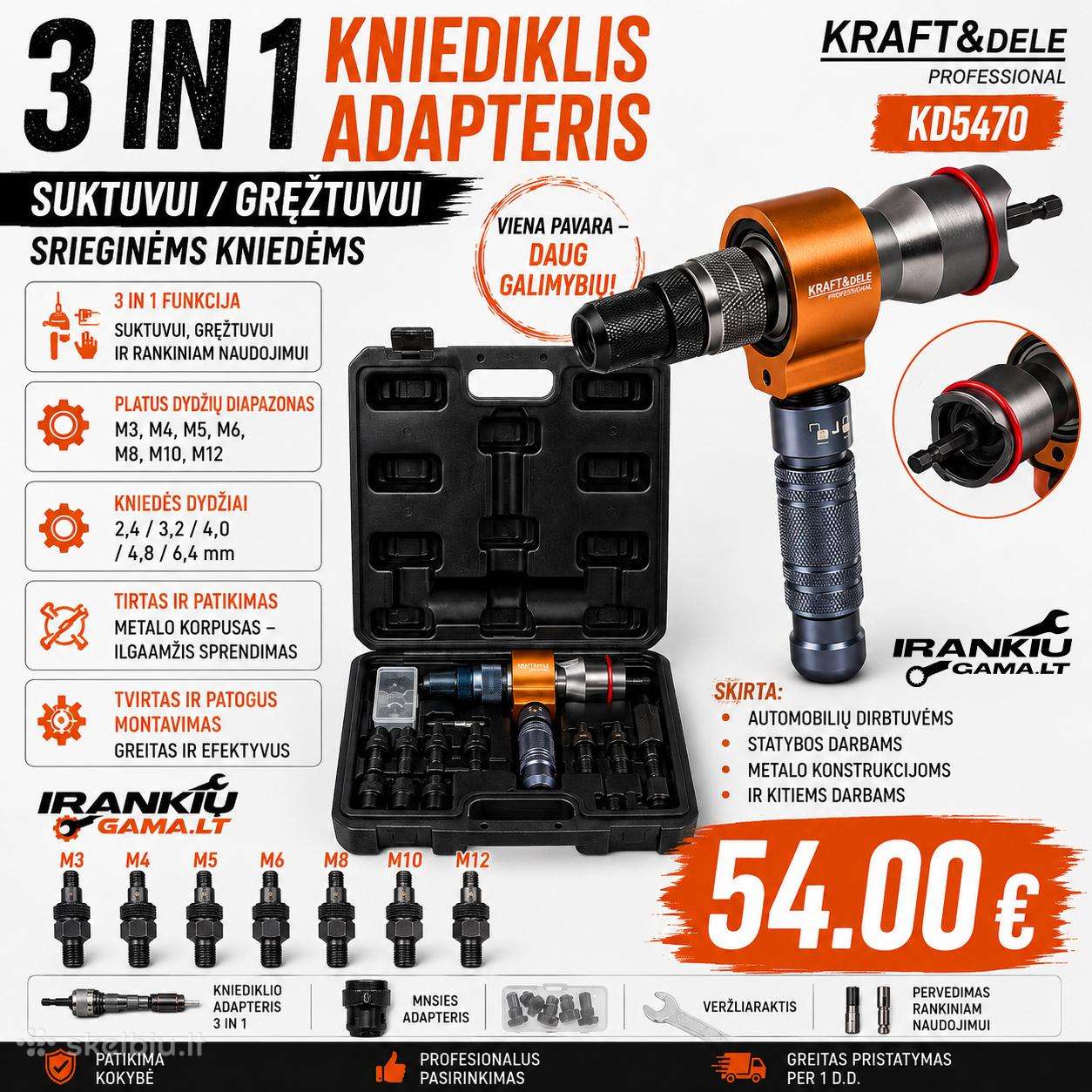 Kniediklis-adapteris 3in1 suktuvui / gręžtuvui