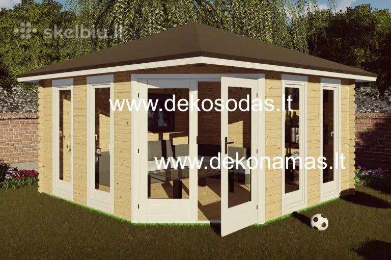 Kampinis medinis sodo namelis 40 mm, 400x400 cm
