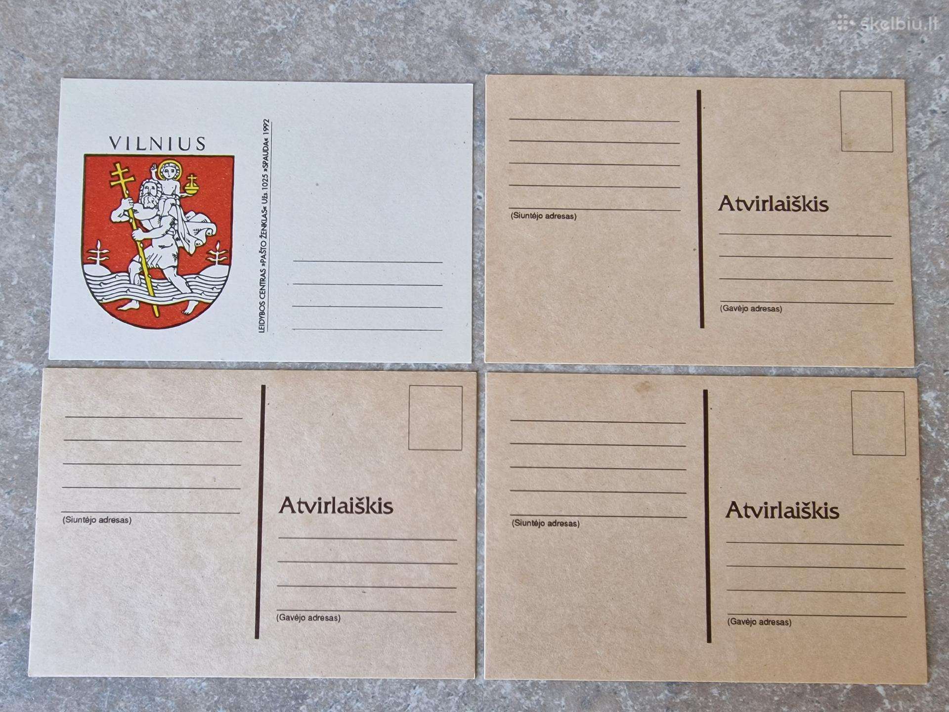 Vintage atvirlaiškiai, 4 vnt.