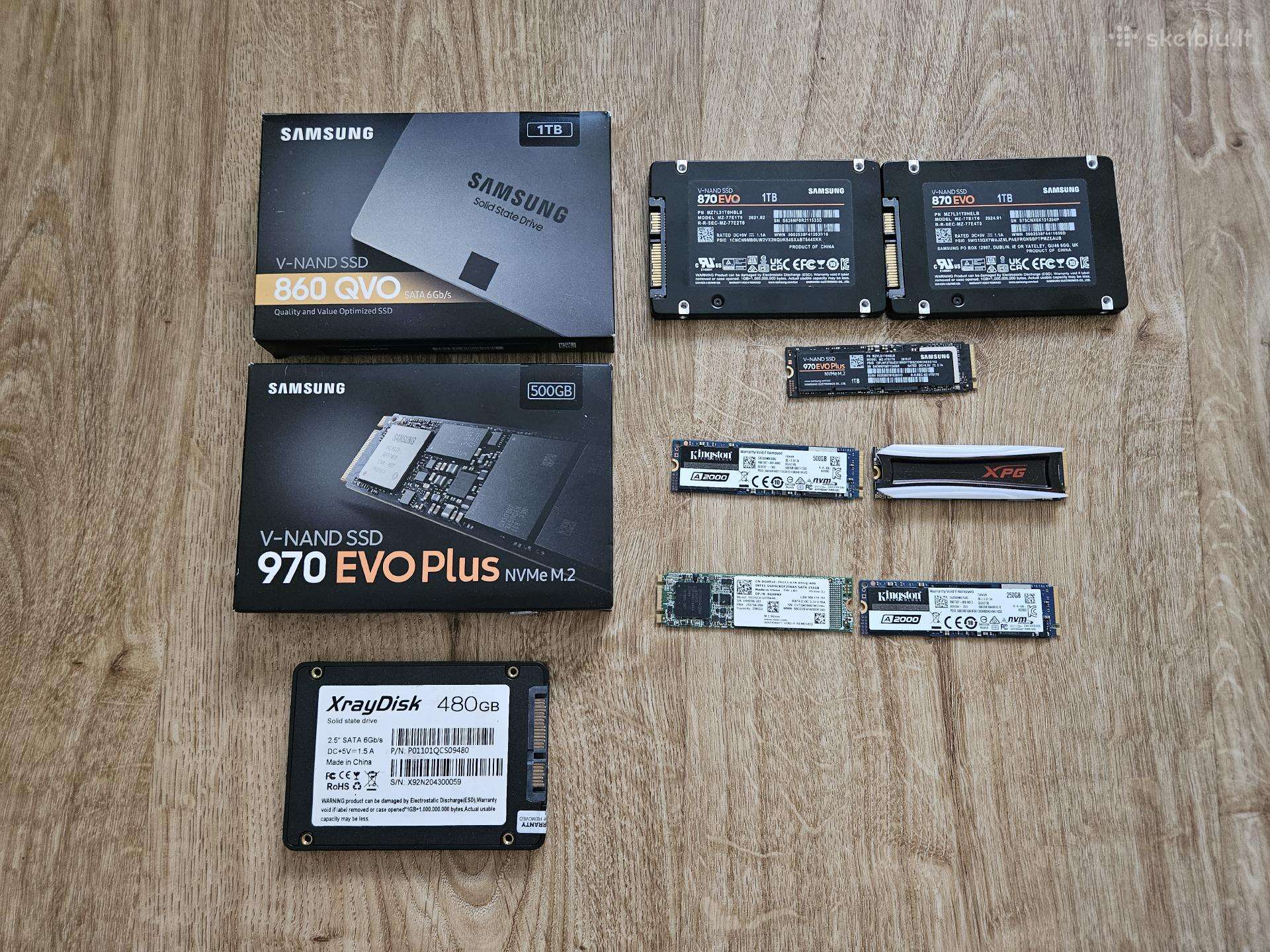 SSD diskai 250gb - 1tb Nvme ir Sata