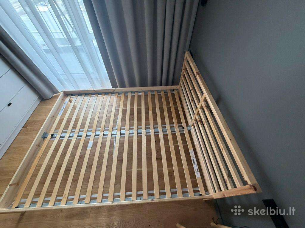 Ikea Tarva lova 160 200 cm su Luröy grotelėmis
