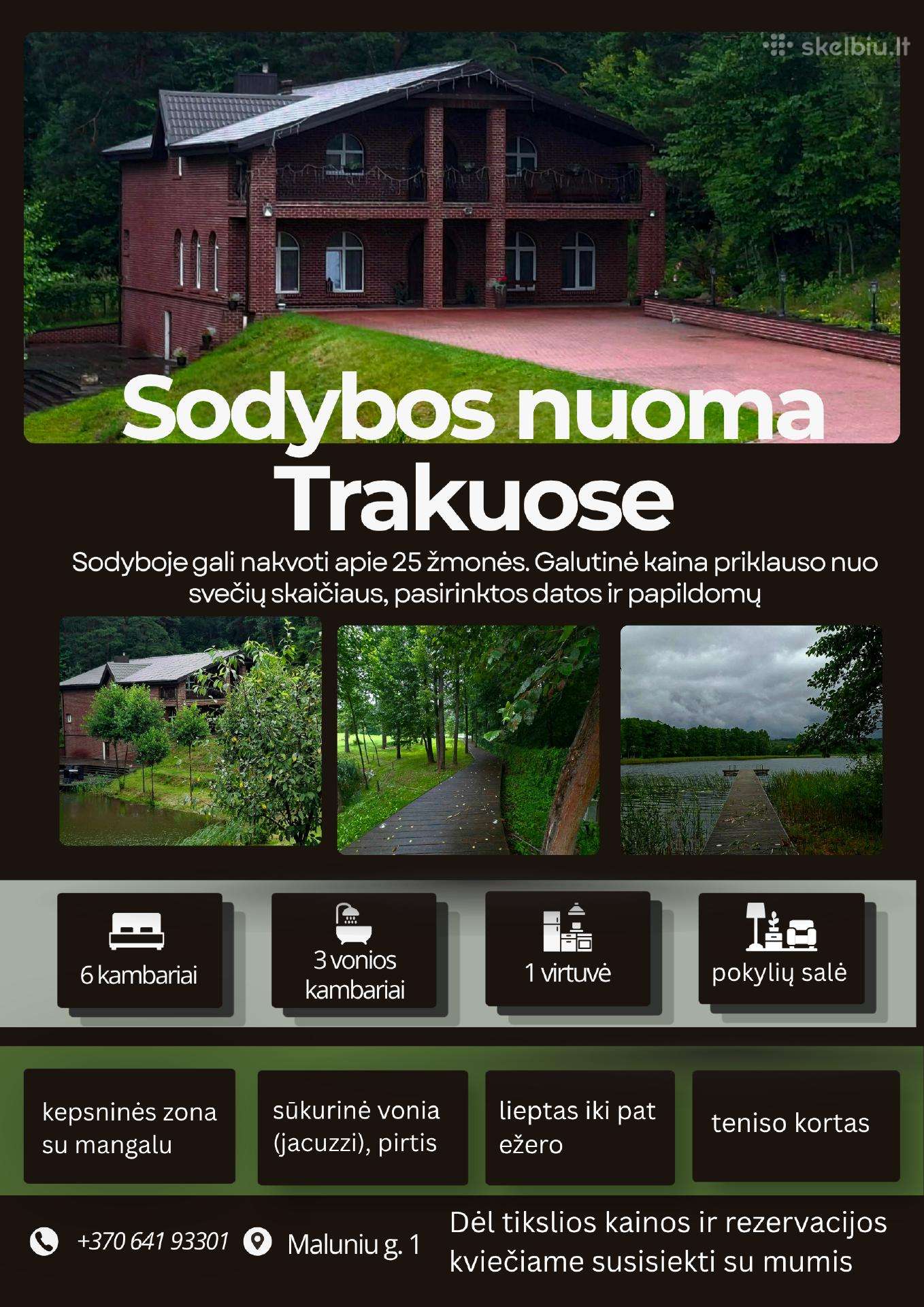 Sodybos nuoma Trakuose prie ežero