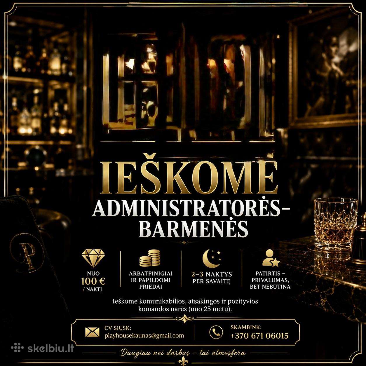 Ieškome administratorės - barmenės klube