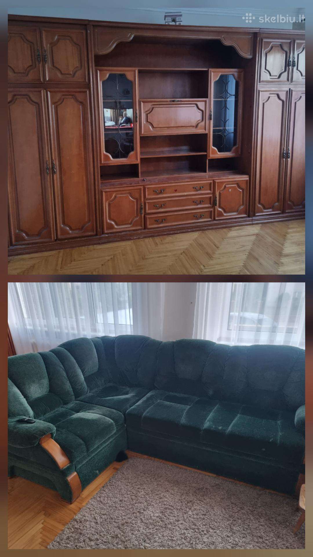 Dovanoju spinta ir sofa-kampą su dviems pufikais