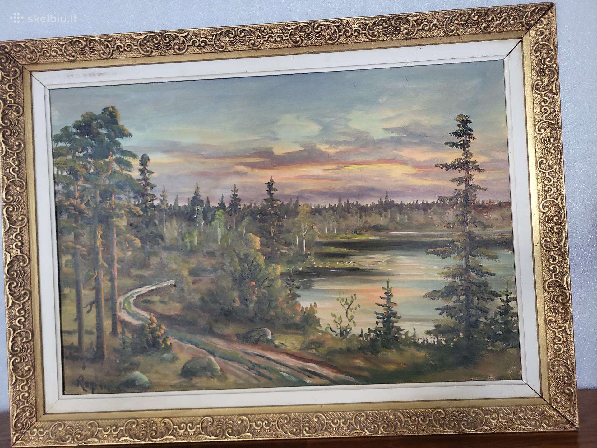 Originalus aliejinis paveikslas „Miško ežeras