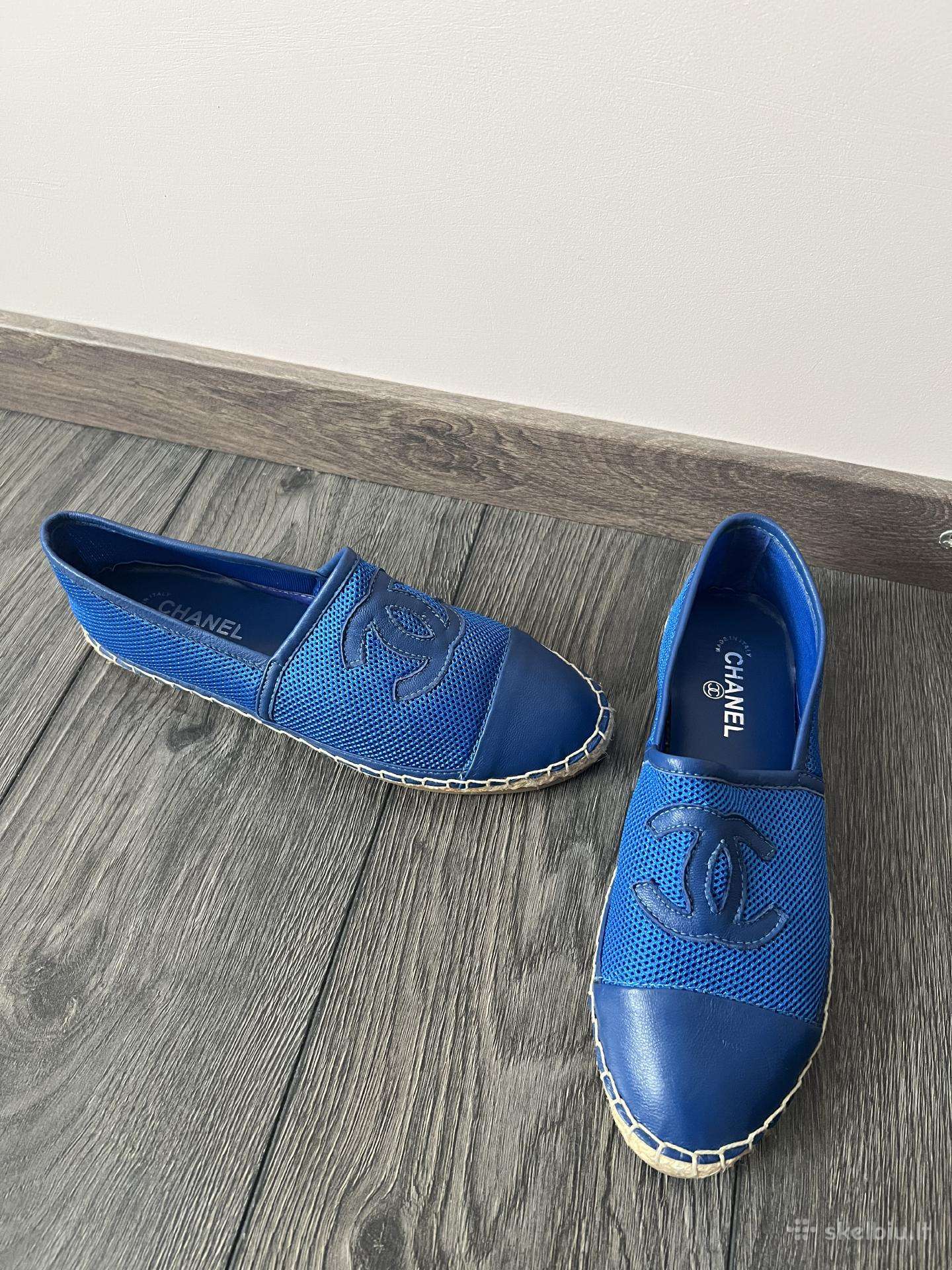 Mėlynos firminės espadrilės moterims vasarai