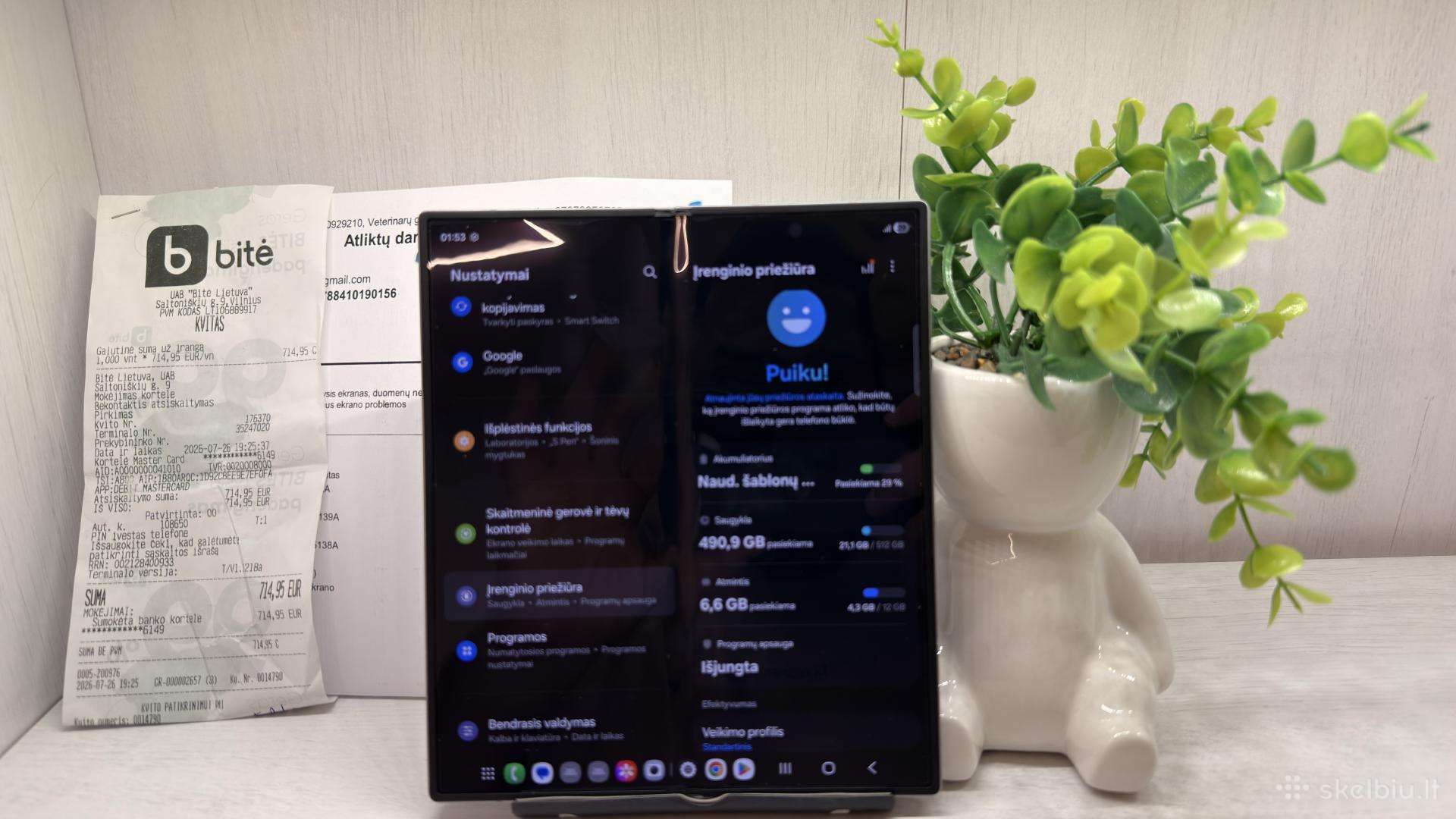 Samsung fold 6-512gb, garantinio keistas ekranas!