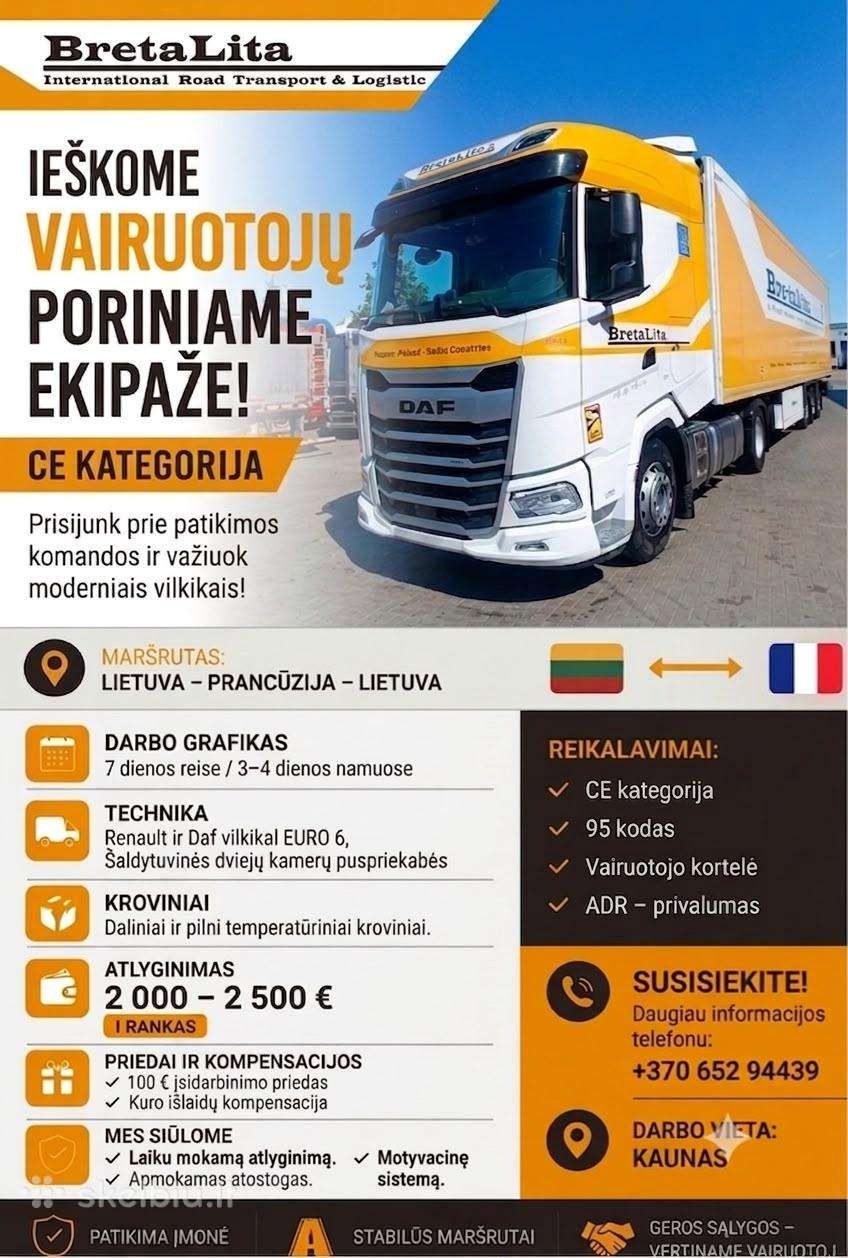 Dviejų vairuotojų ekipažas ratais Lt - Fr - Lt