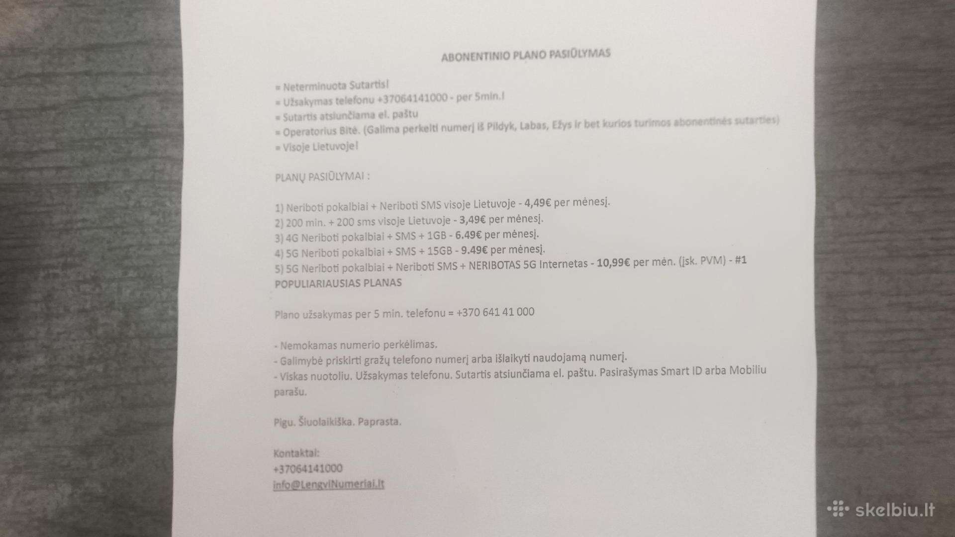 Neribotas pokalbių planas =10,99€/mėn!