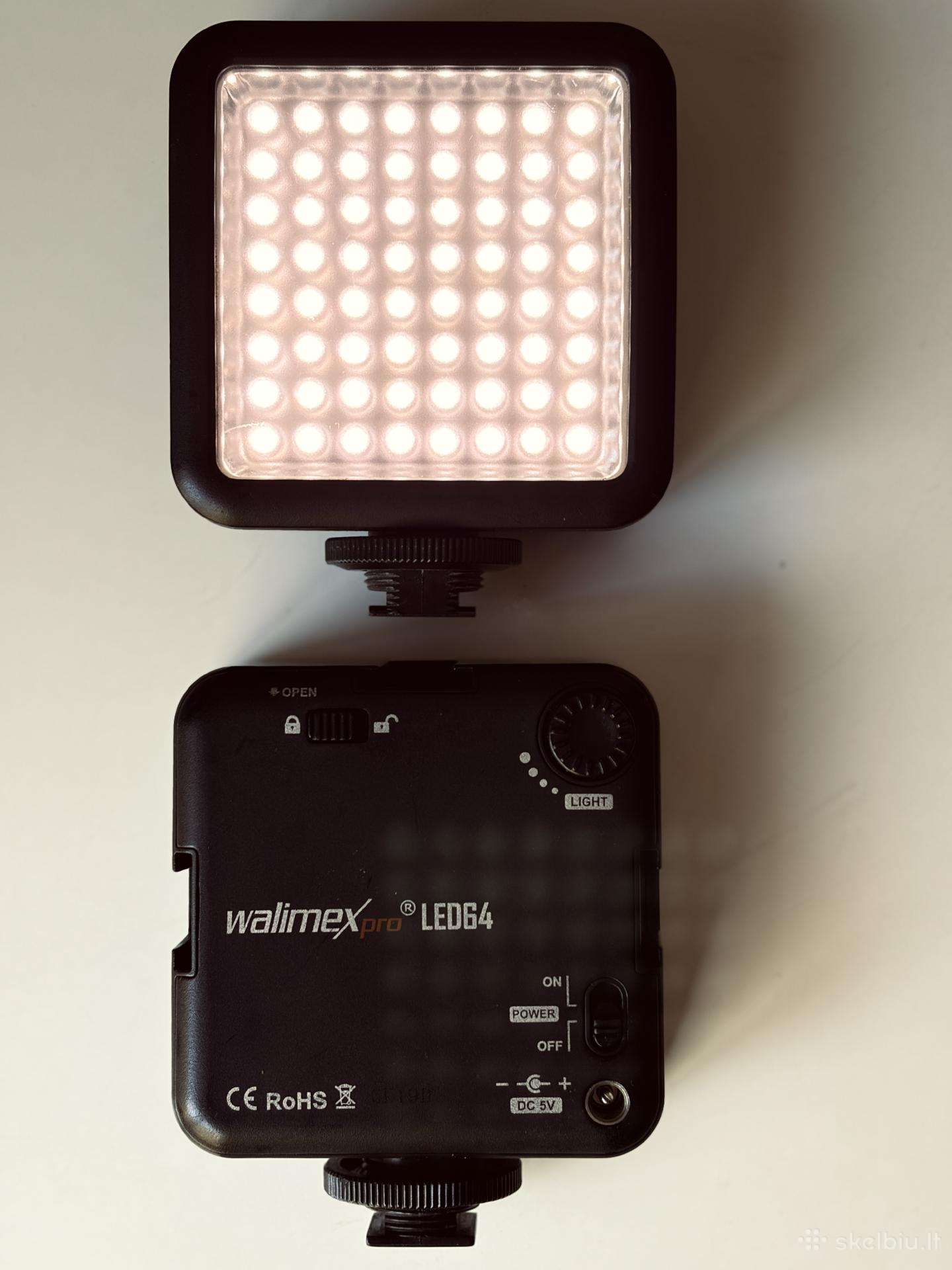 Godox Led64 ir Walimex Pro Led64 LED šviestuvai