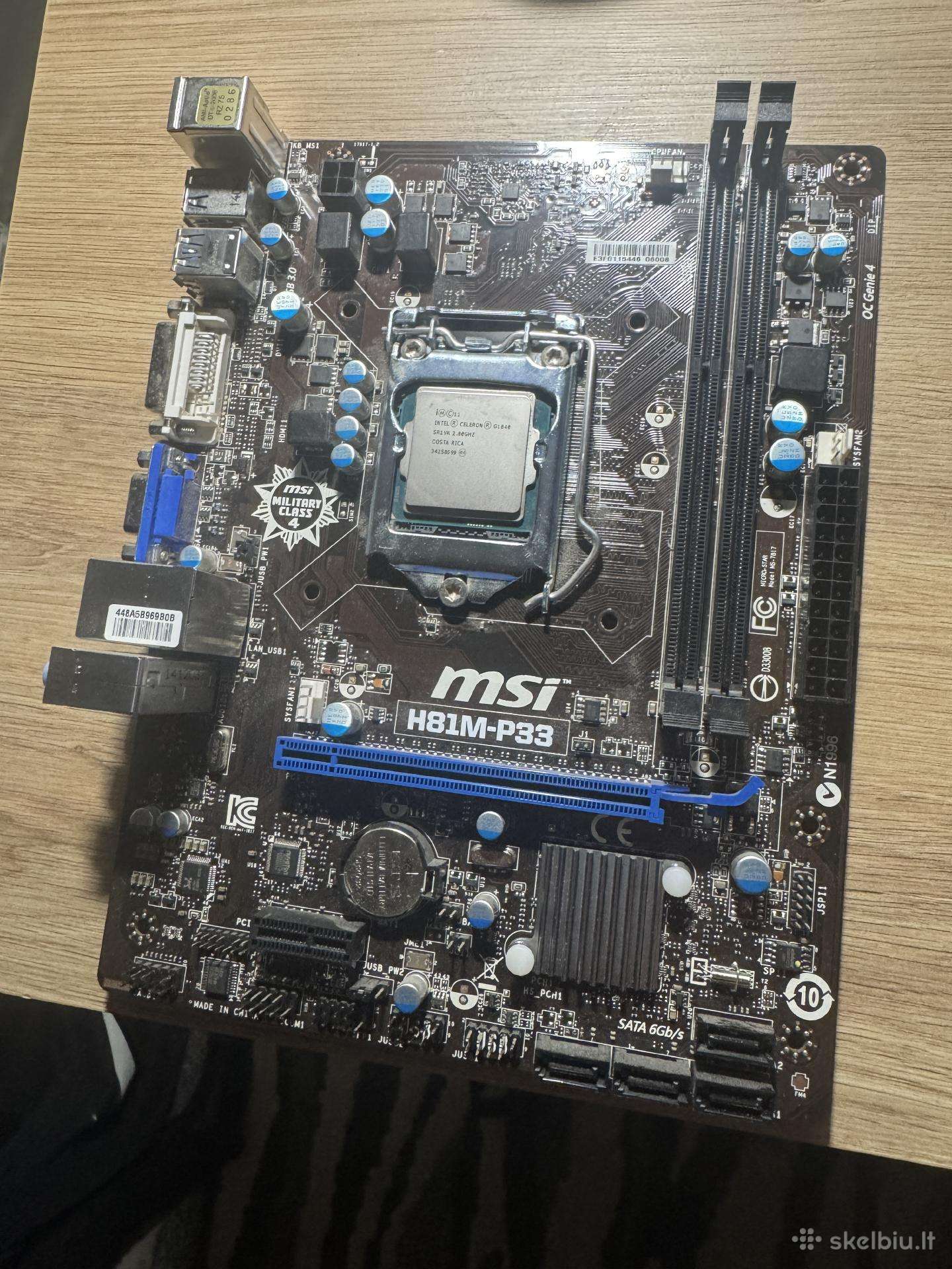 Msi H81m-p33 + Intel Celeron G1840 + Intel aušintu