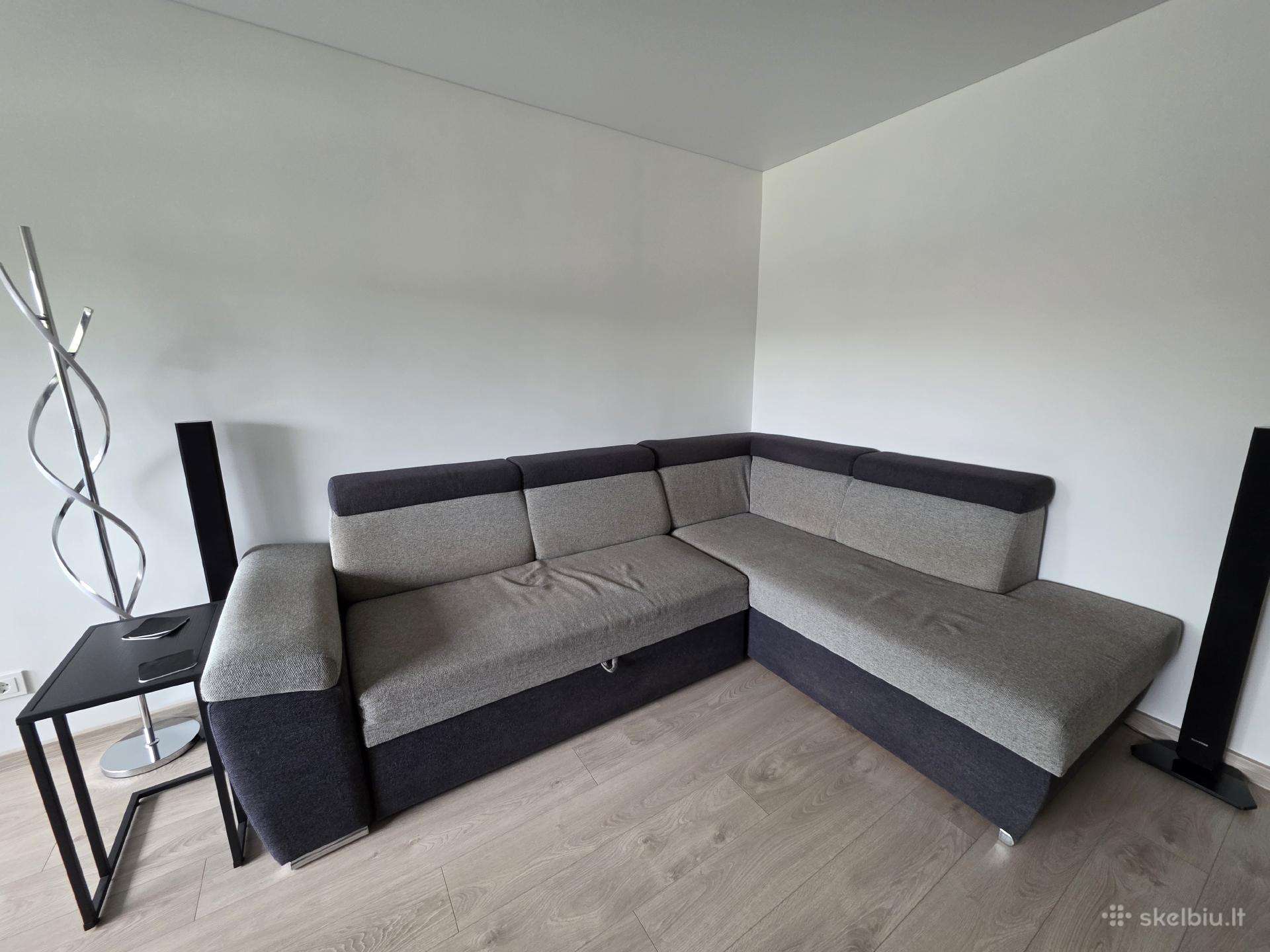 L formos sofa-lova su patalynės dėže