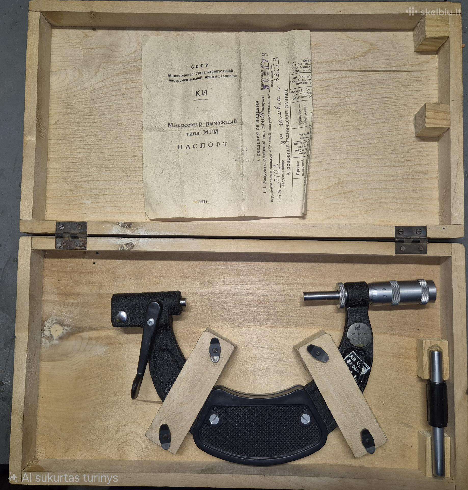Tarybinis svirtinis mikrometras 100–125 mm