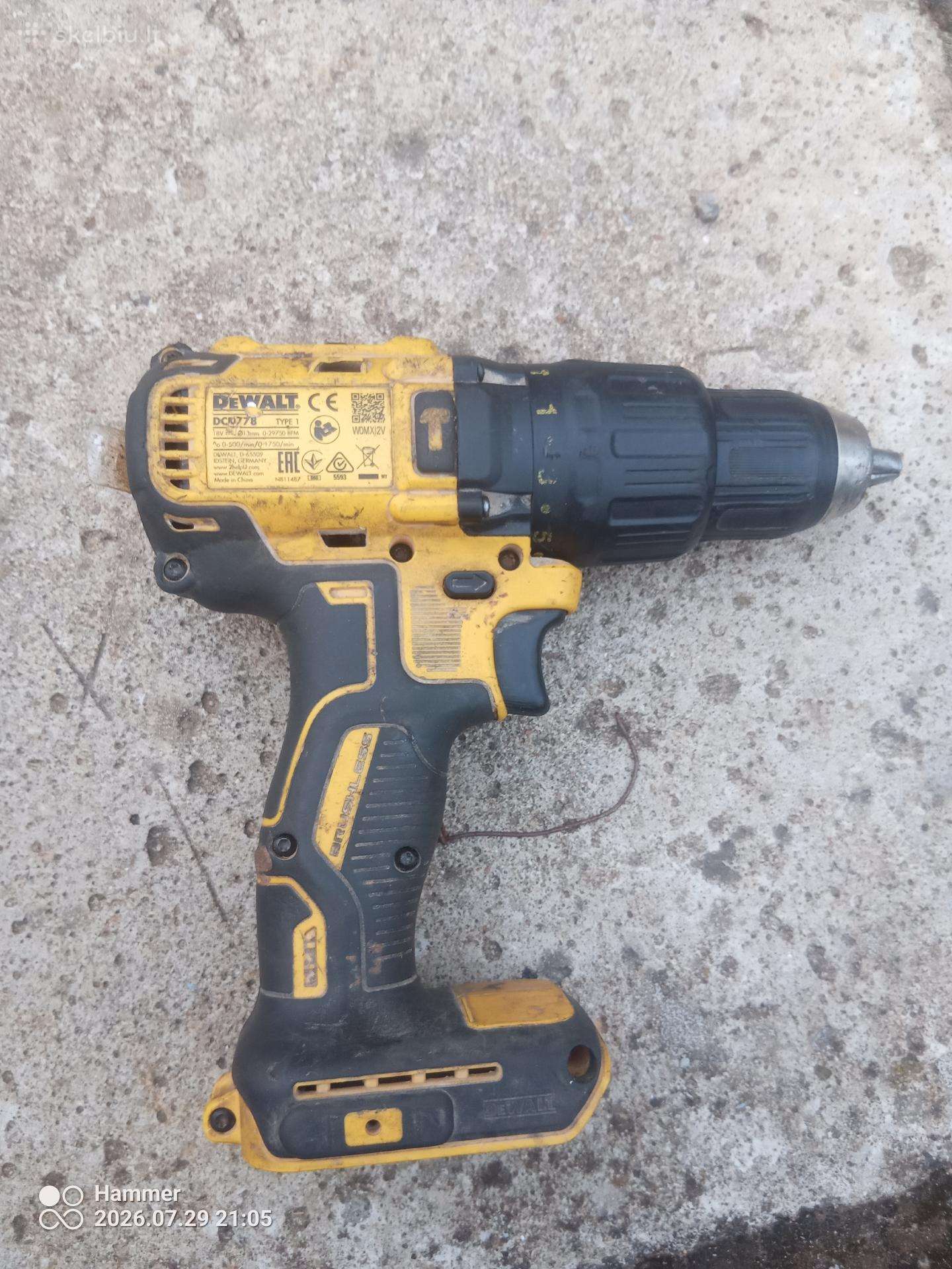 Dewalt 778 Akumuliatorinis suktukas (dalimis)