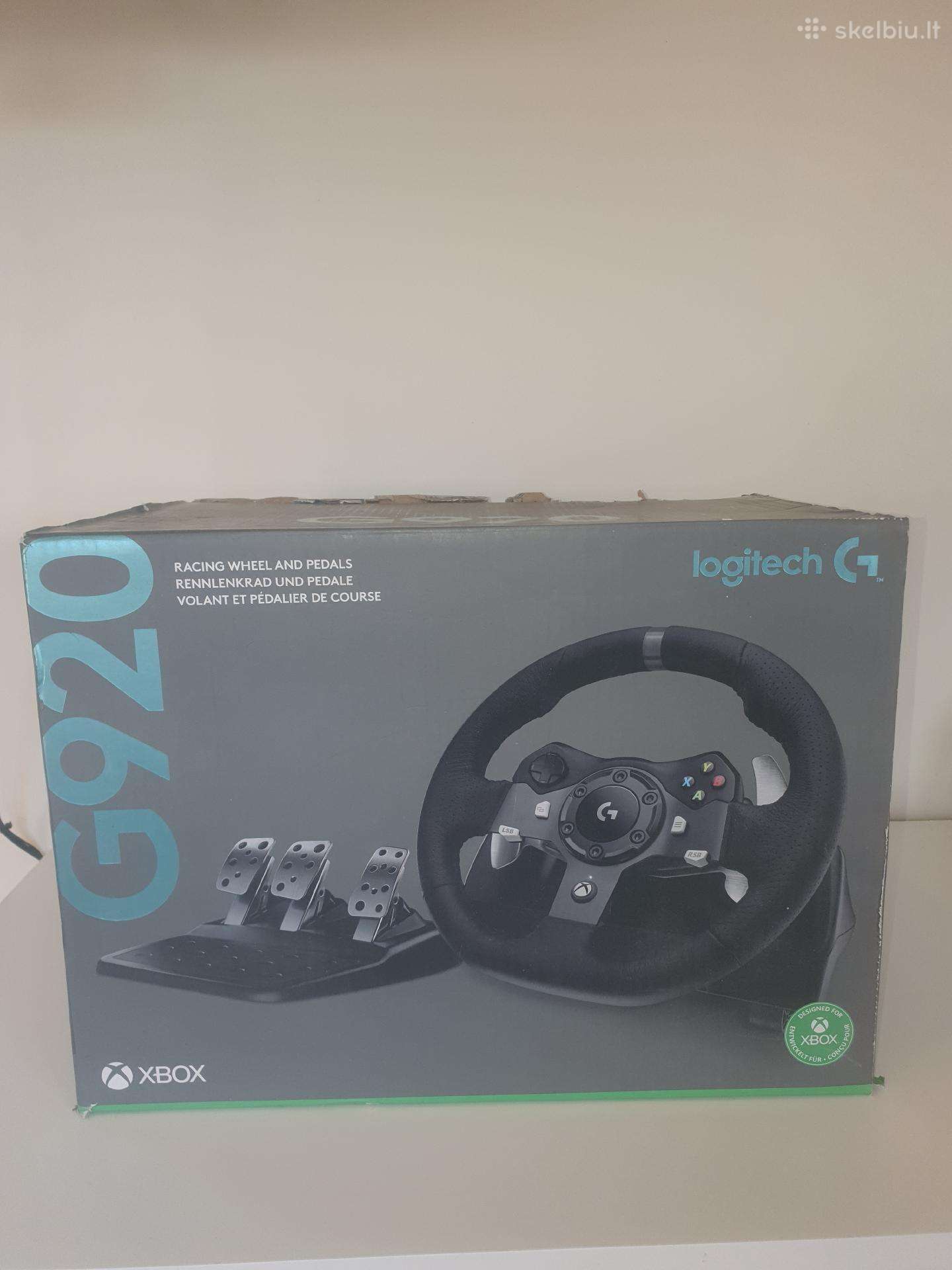 Logitech G920, vairas, pedalai, pavarų svirtis